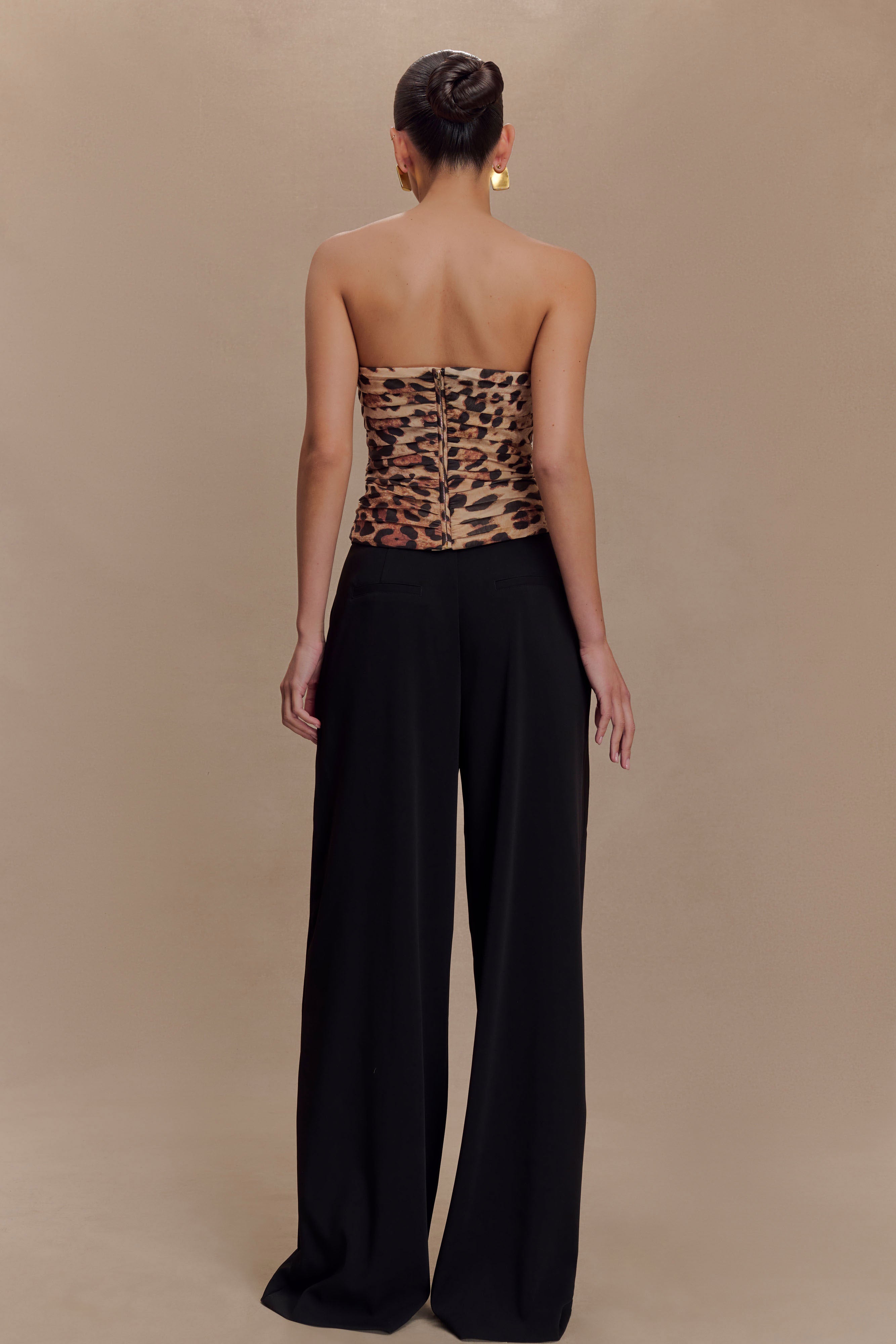 Jacqueline Pleated Wide Leg Pants - Black - Image 4