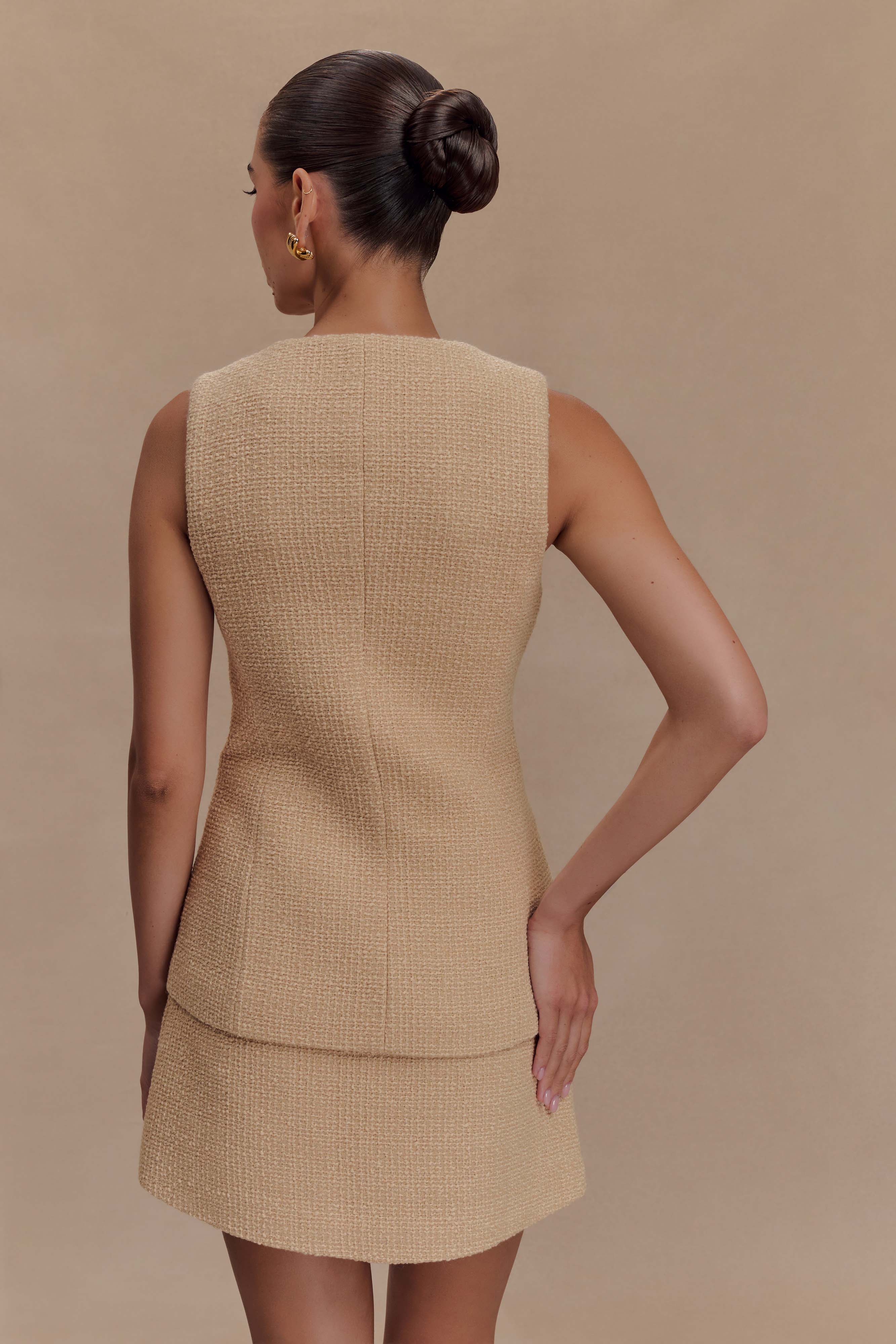 Camilla Boucle Sleeveless Vest - Light Taupe - Image 2
