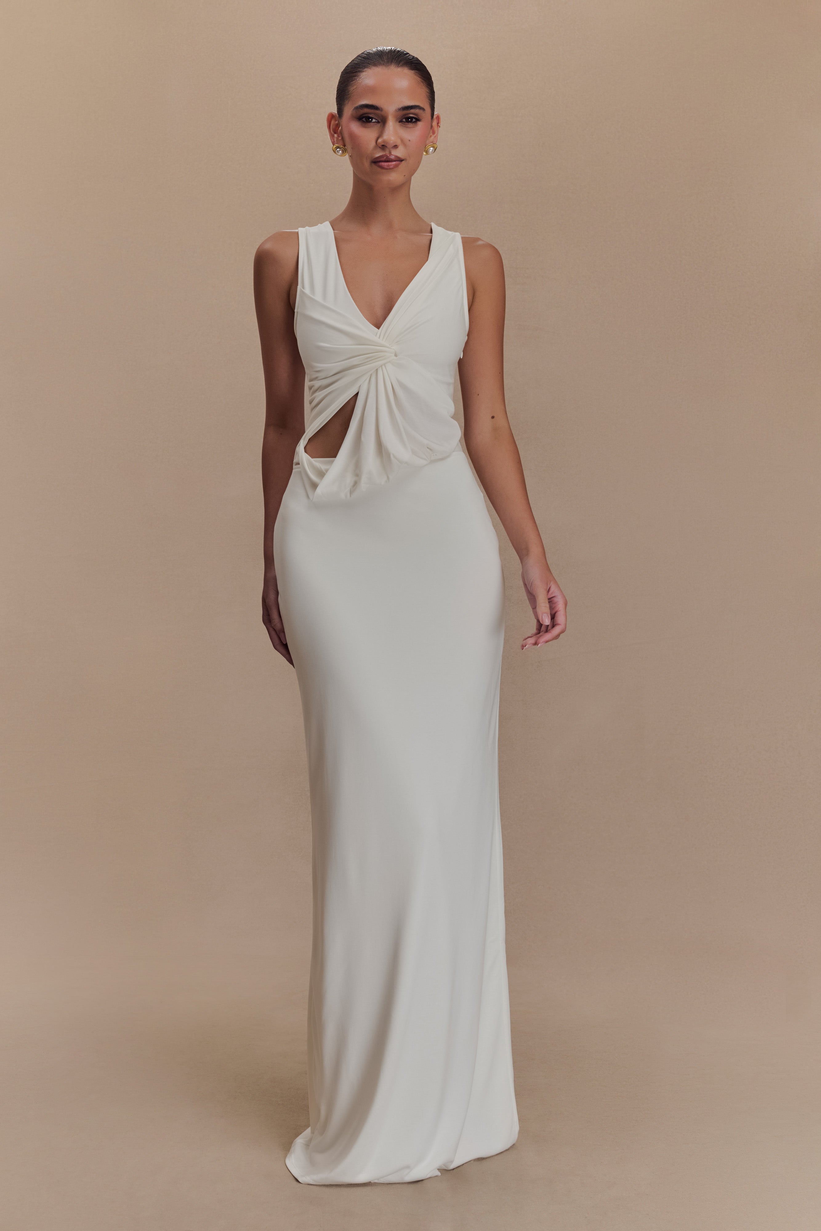 Kassidy Peached Jersey Maxi Dress - Ivory - Image 5