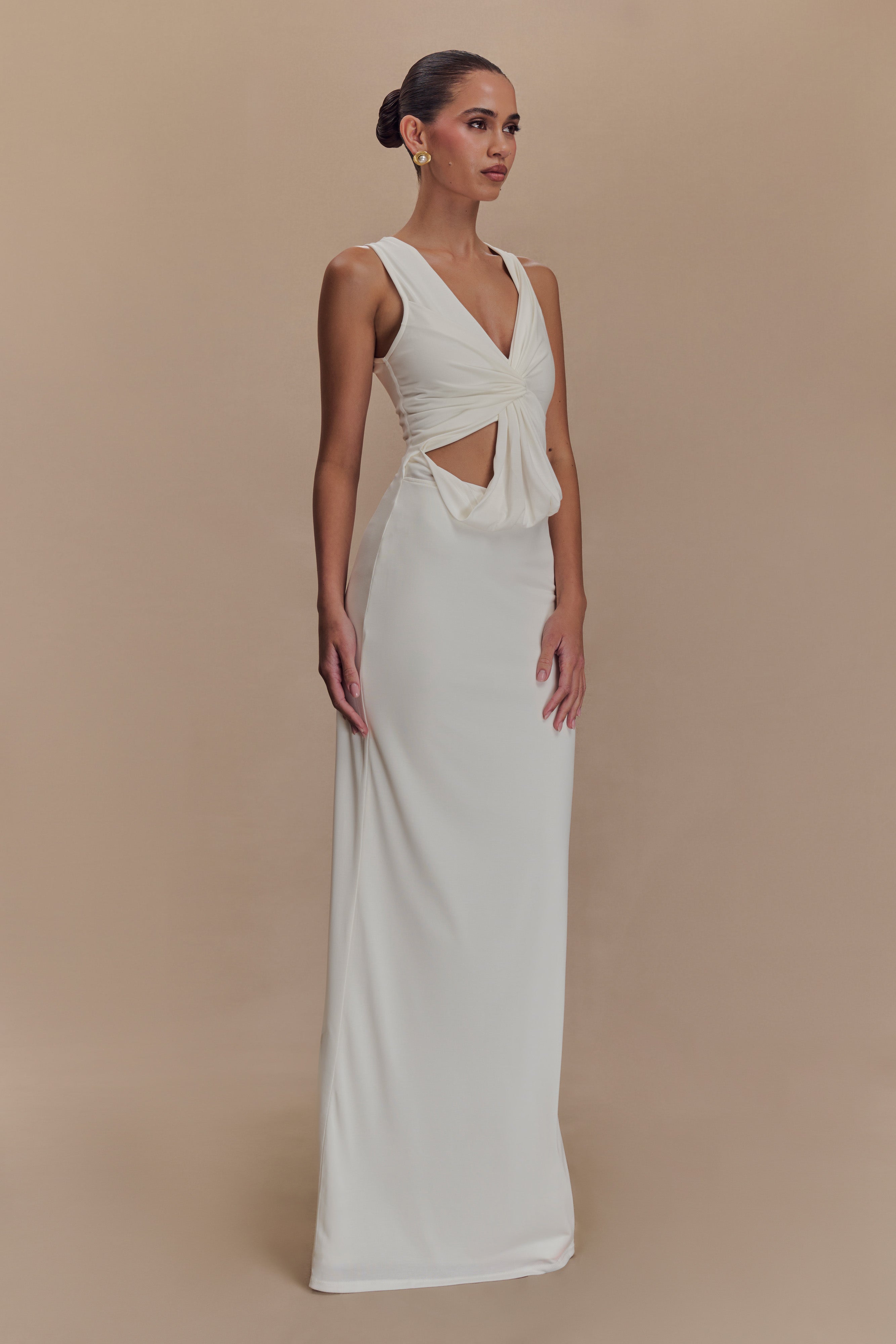Kassidy Peached Jersey Maxi Dress - Ivory - Image 4