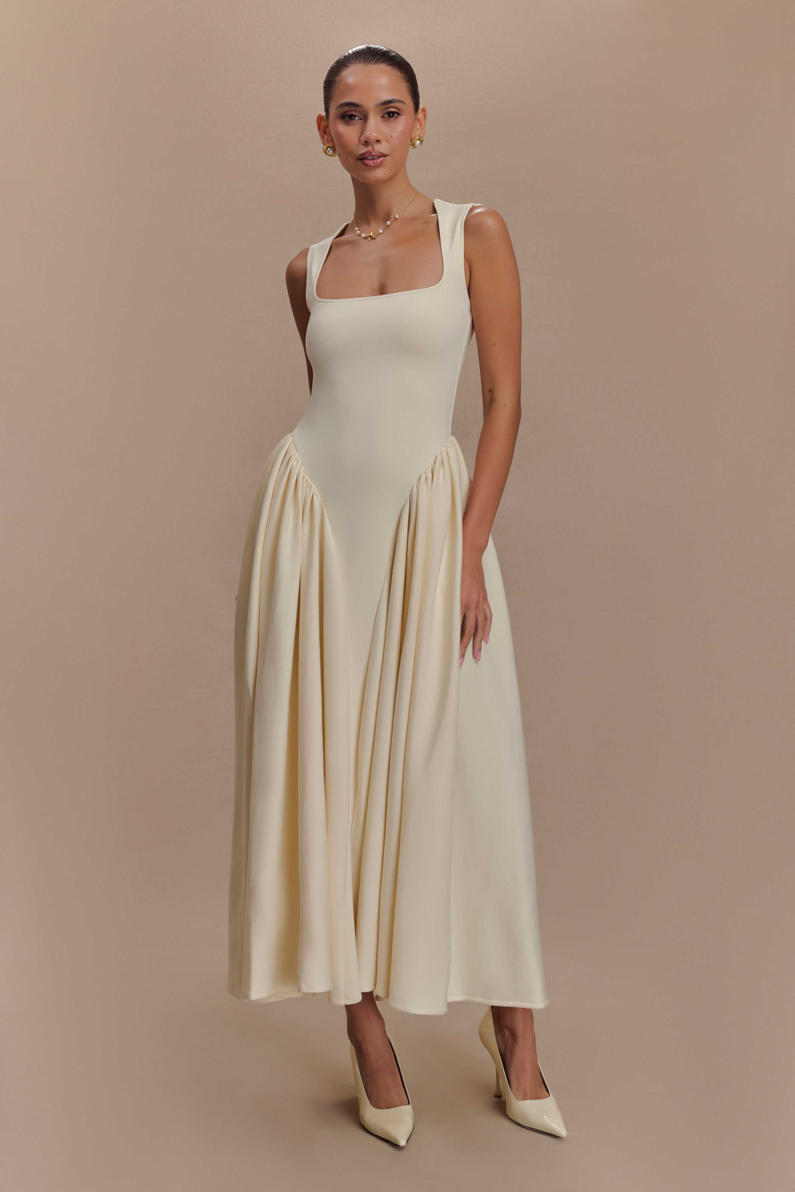Sharon Scuba Jersey Midi Dress - Ivory - Image 6
