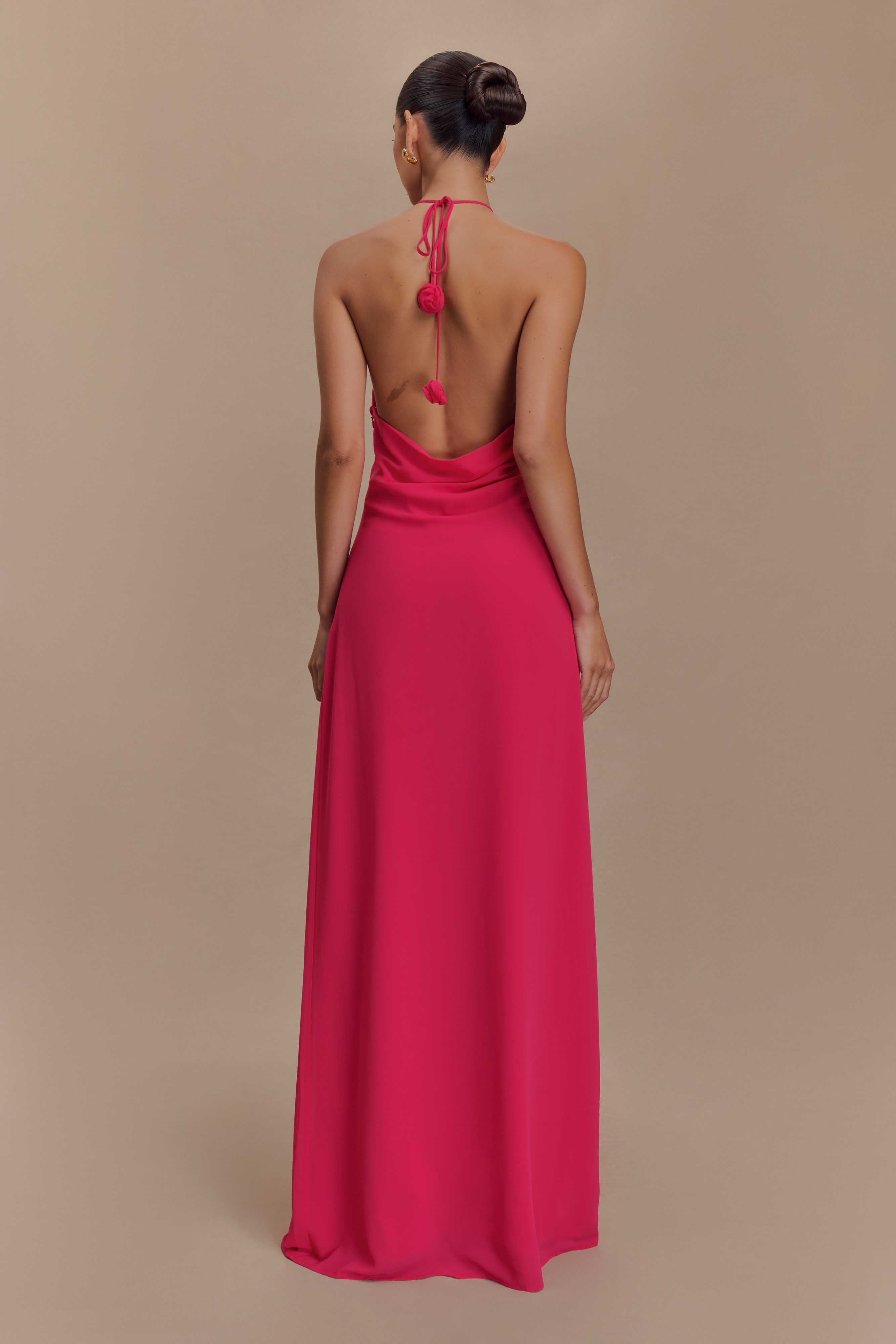 Alternative view of Rosalia Cowl Neck Maxi Dress - Raspberry