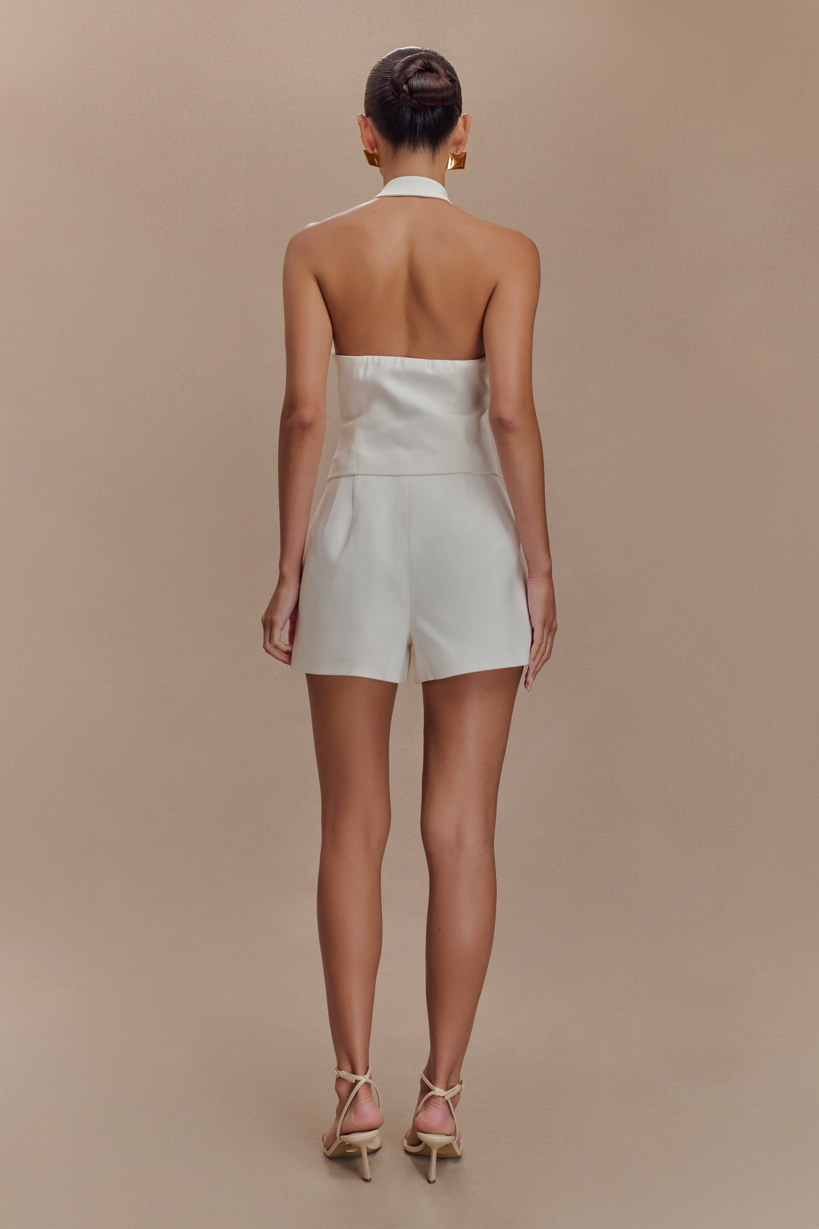 Tiara Halter Neck Suiting Top - White - Image 2