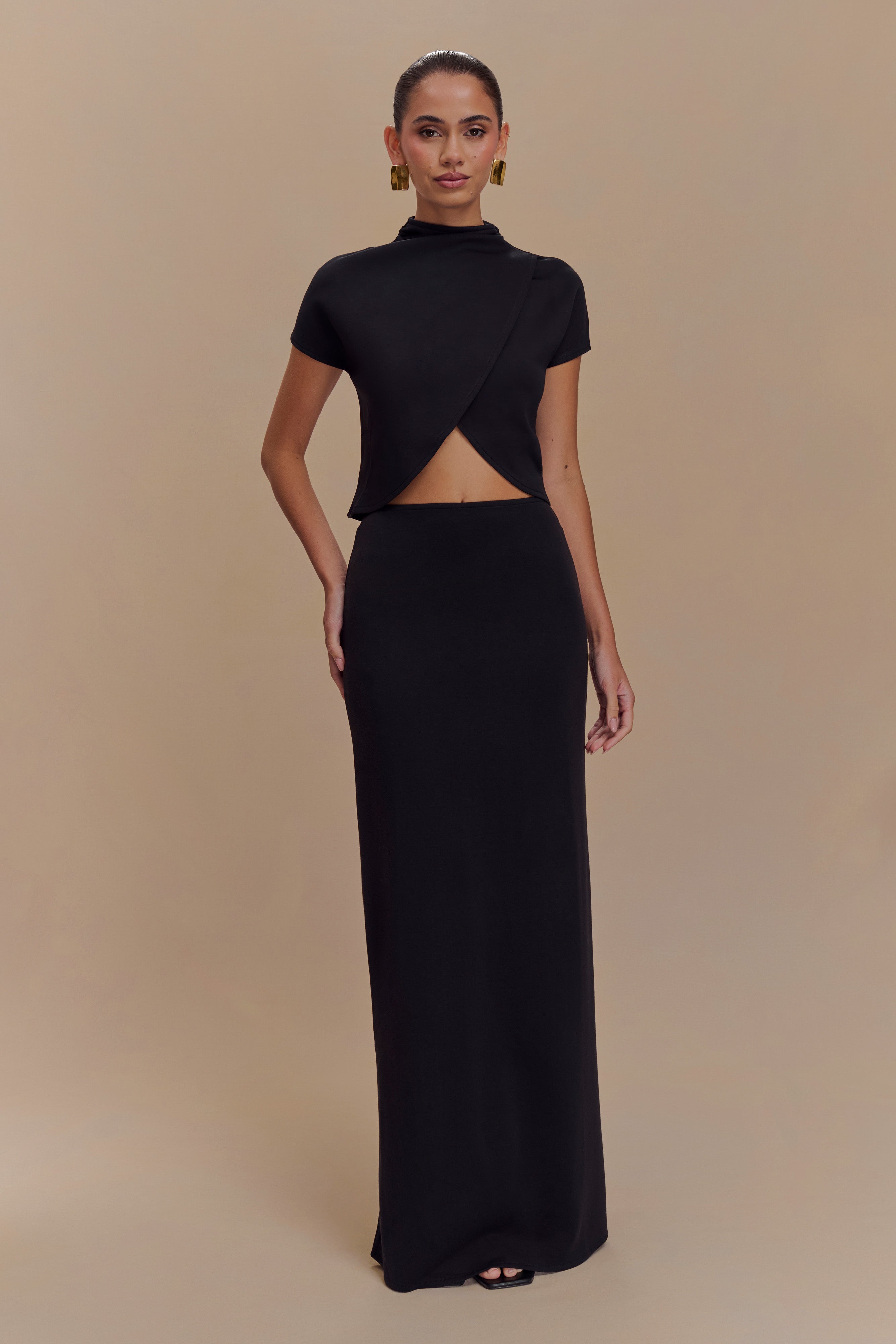 Alternative view of Eris Scuba Jersey Maxi Skirt - Black
