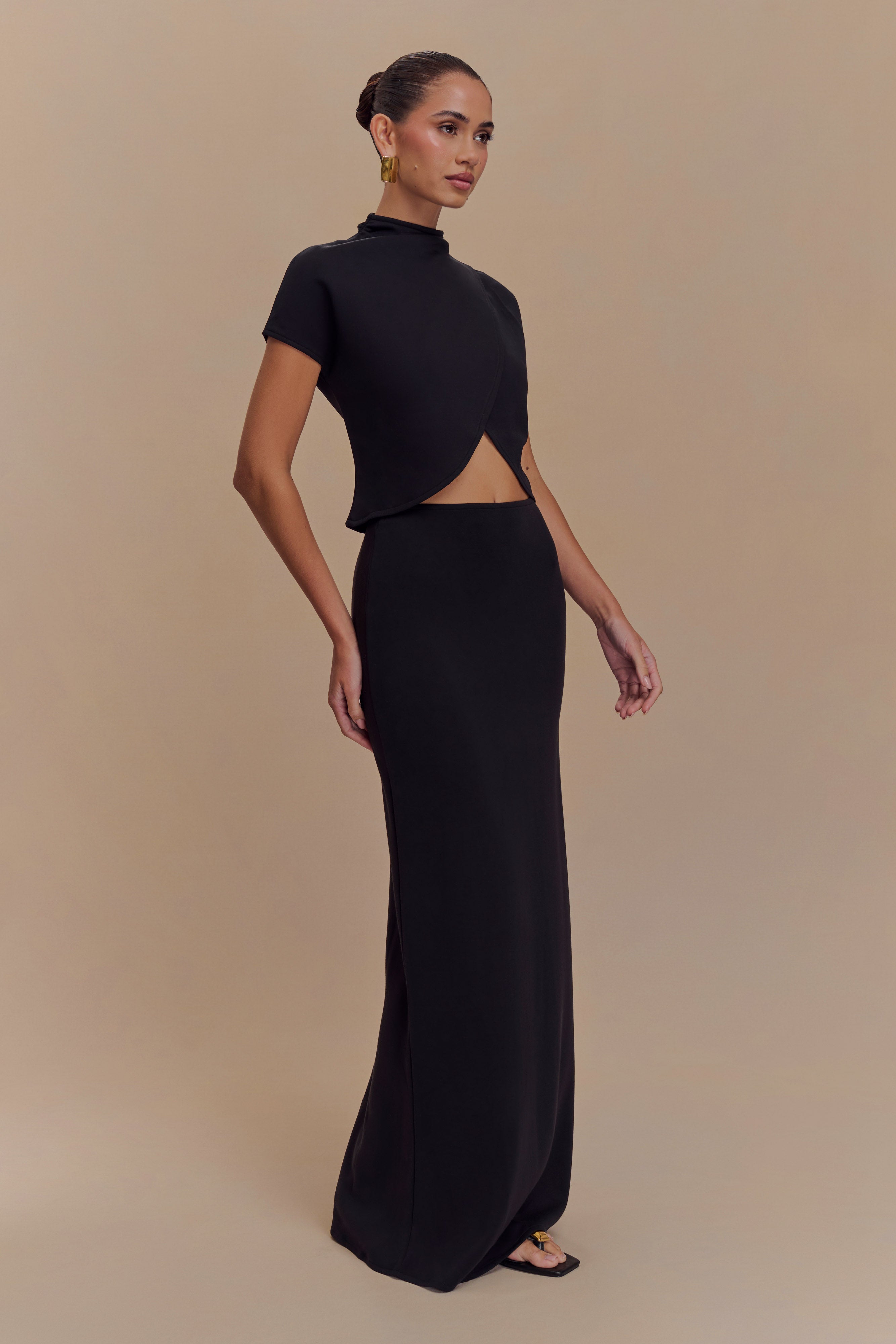 Eris Scuba Jersey Maxi Skirt - Black - Image 4