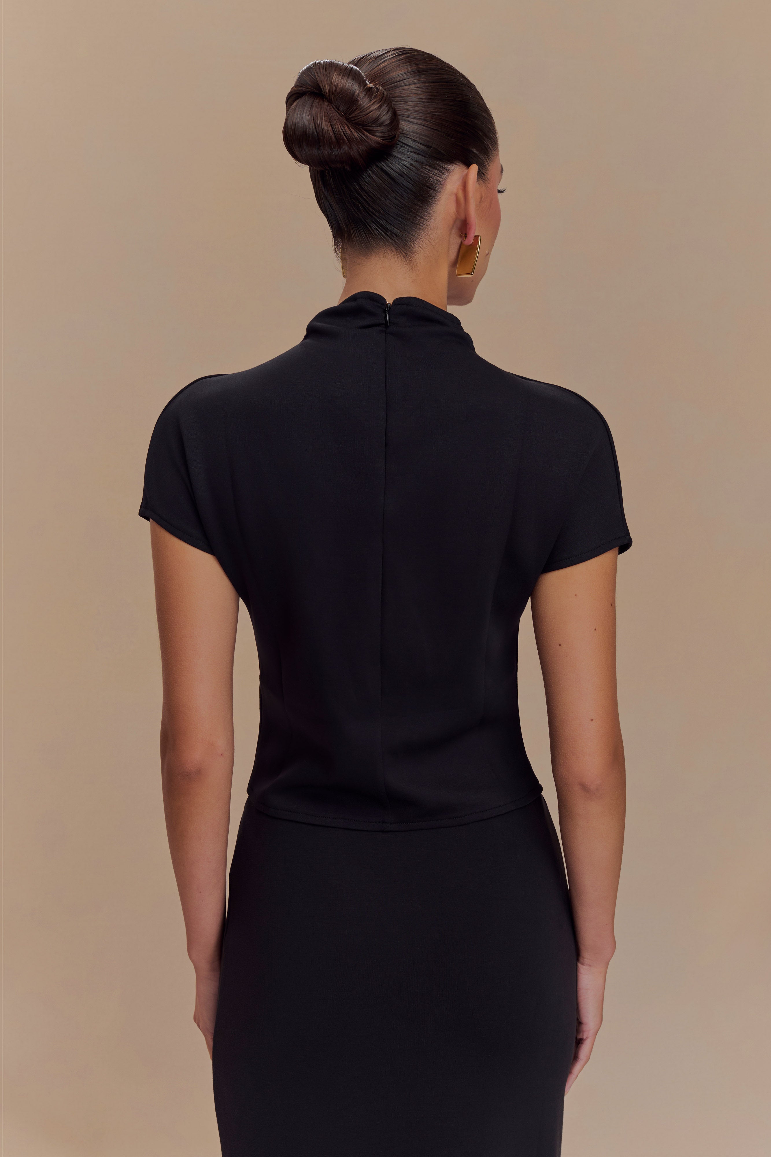Alternative view of Eris High Neck Scuba Jersey Top - Black