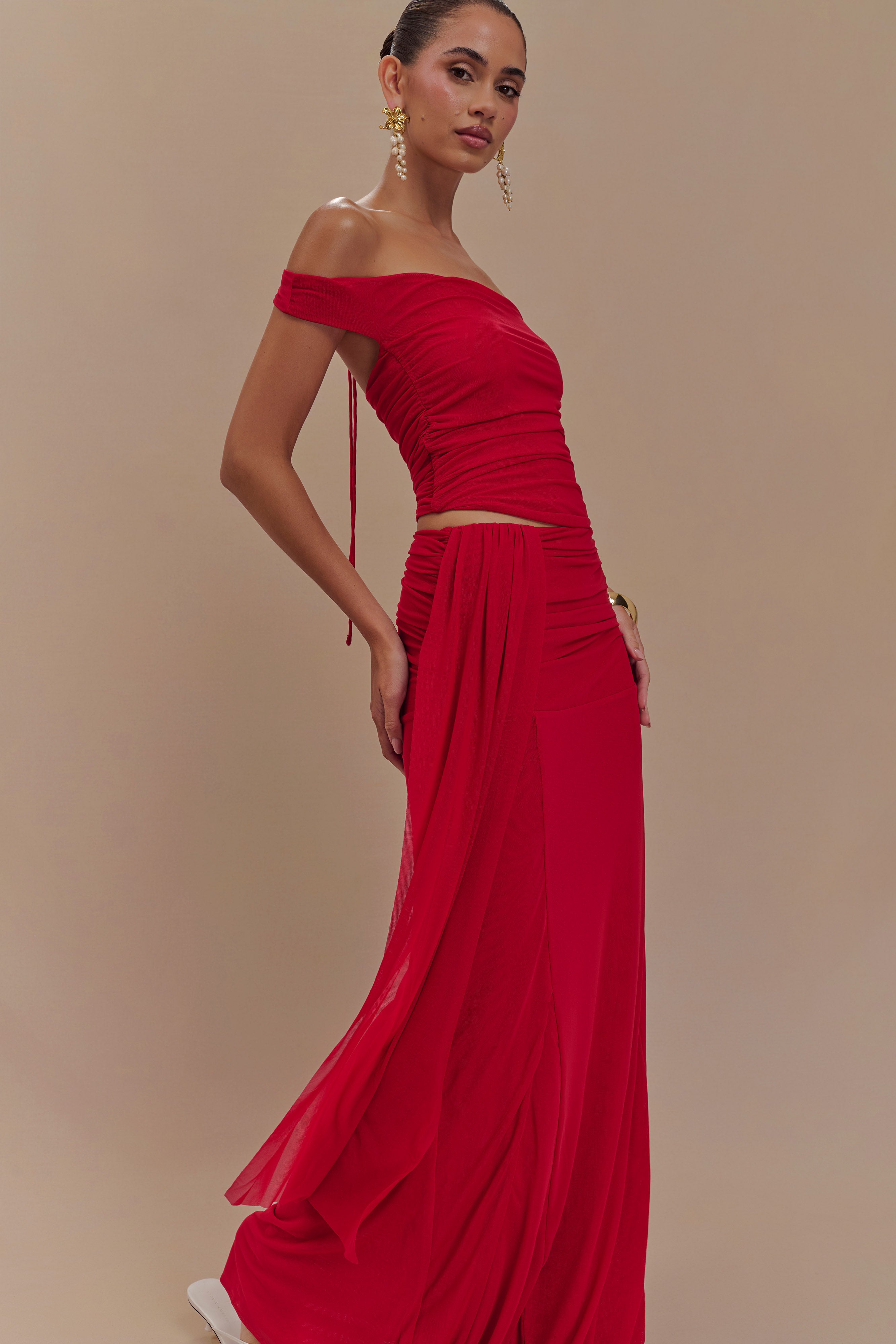 Arna Mesh Maxi Skirt - Ruby - Image 4