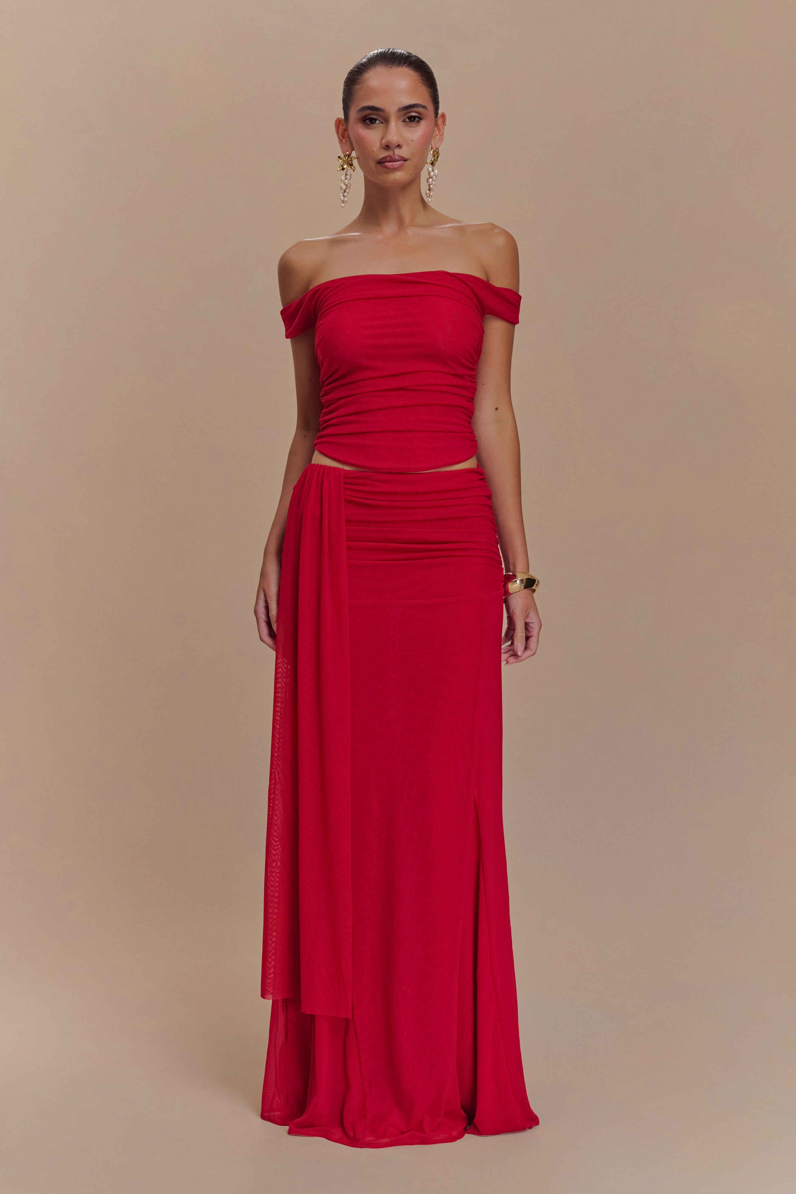 Arna Mesh Maxi Skirt - Ruby - Image 8