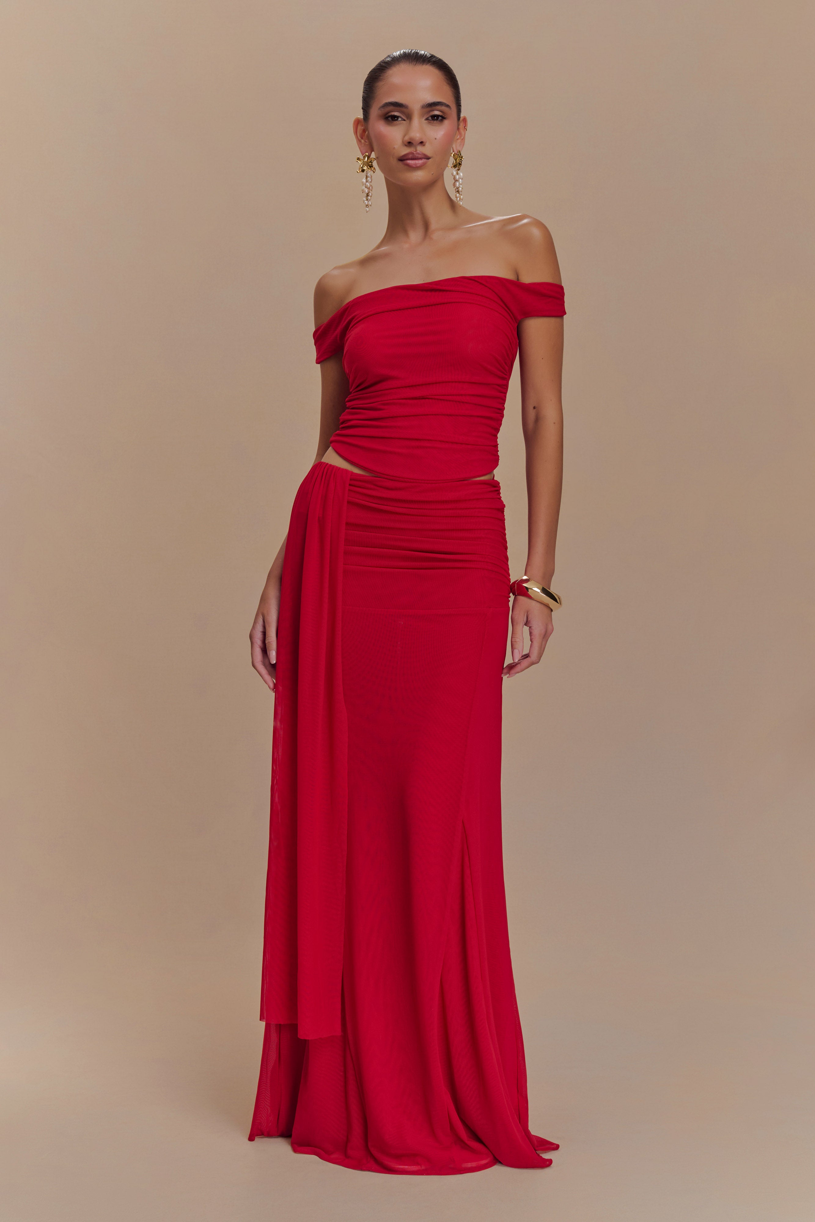 Alternative view of Arna Mesh Maxi Skirt - Ruby