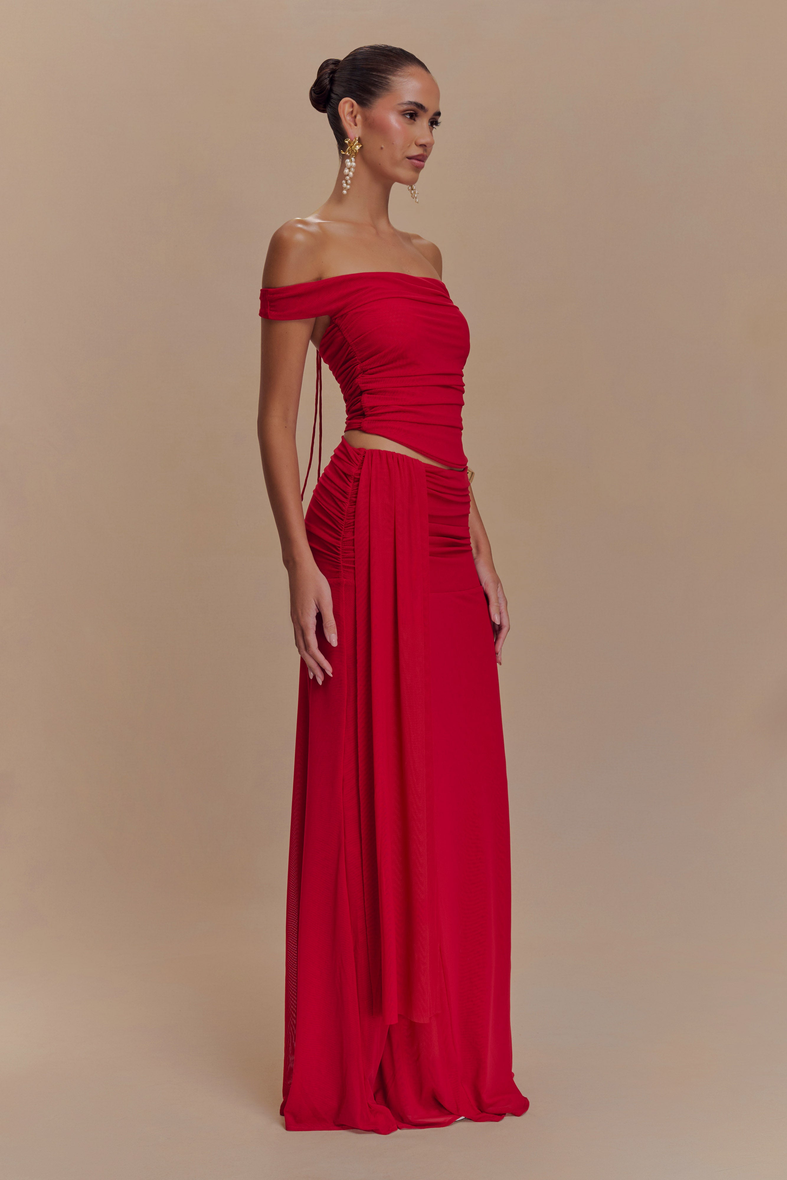 Arna Mesh Maxi Skirt - Ruby - Image 7