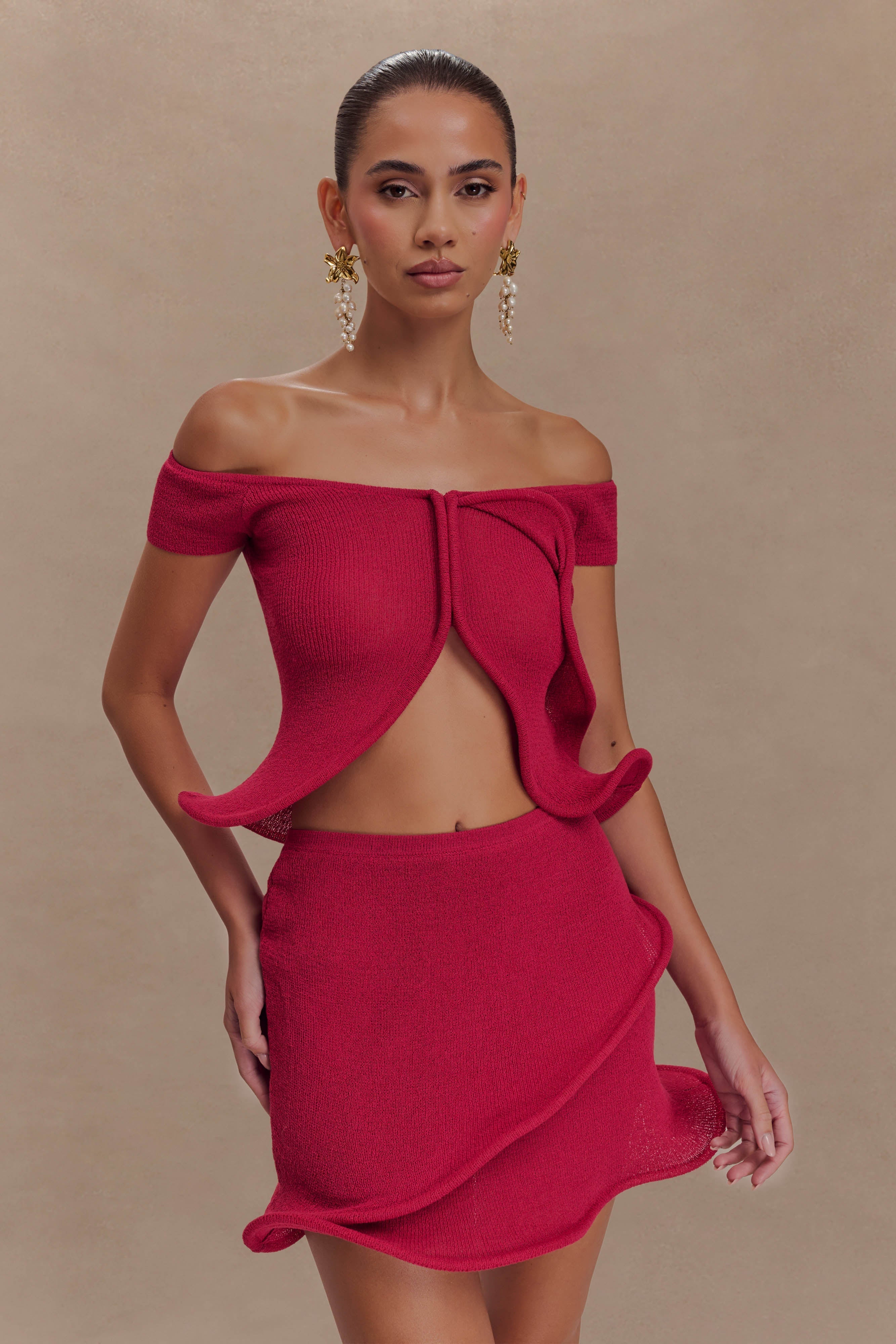 Haisley Knit Mini Skirt - Raspberry - Image 7