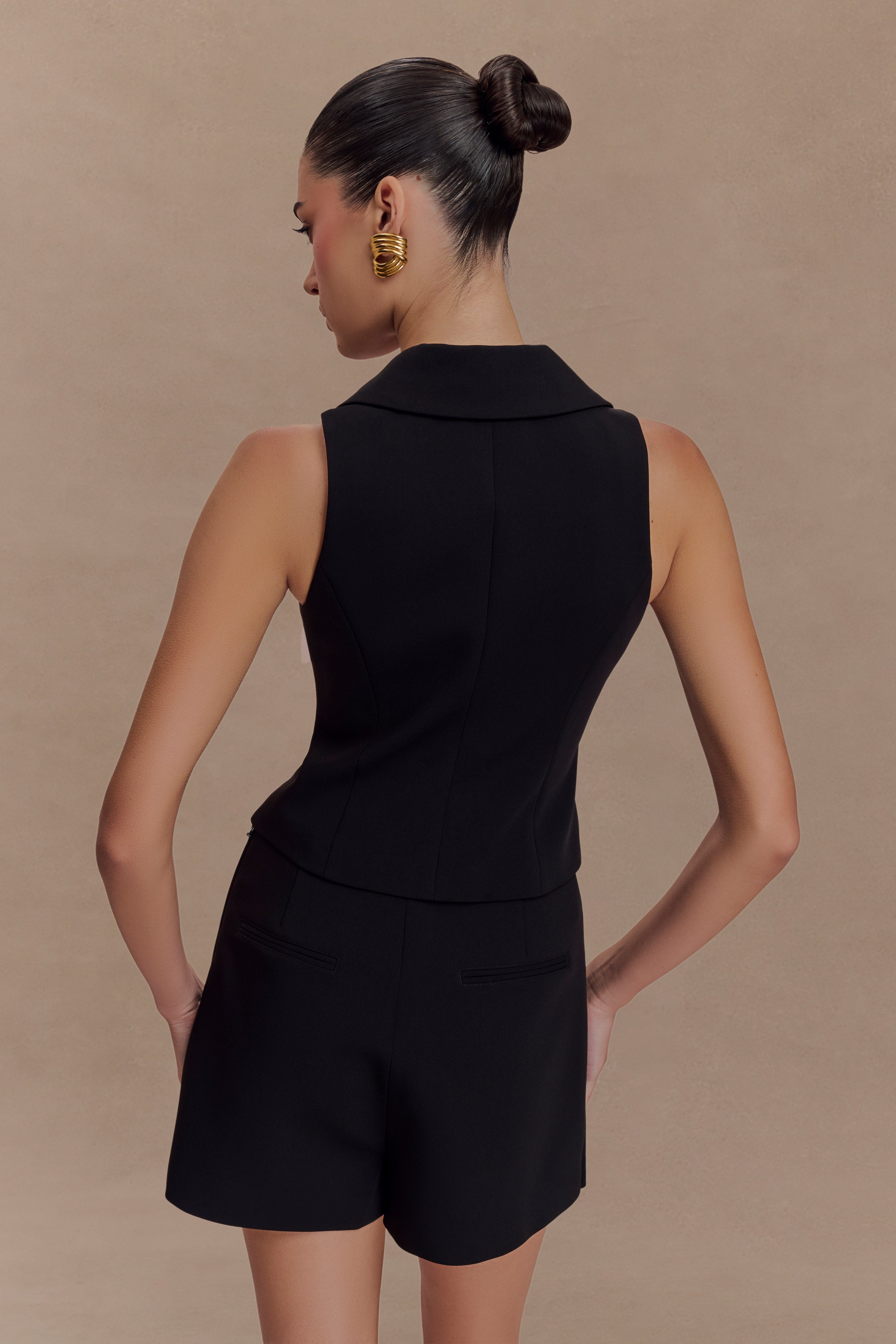 Alix Mixed Button Vest - Black - Image 3