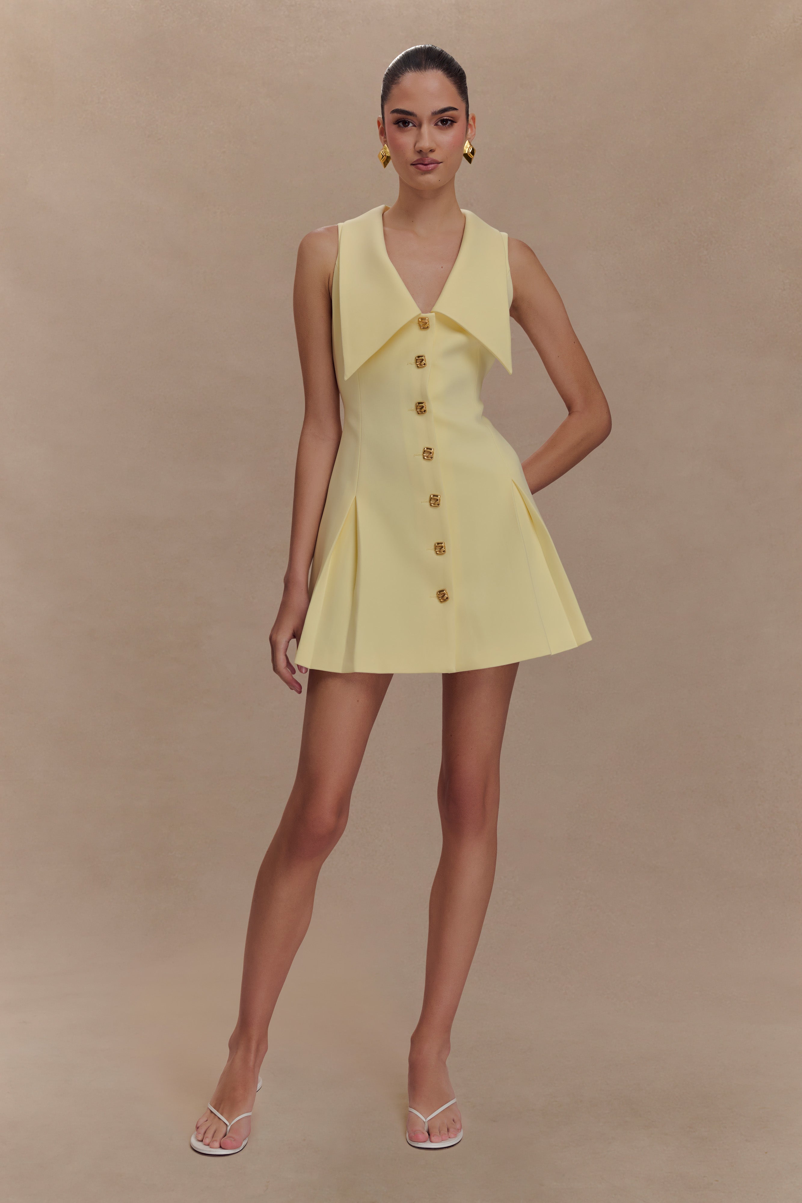Oli Sleeveless Mini Dress - Lemon - Image 6
