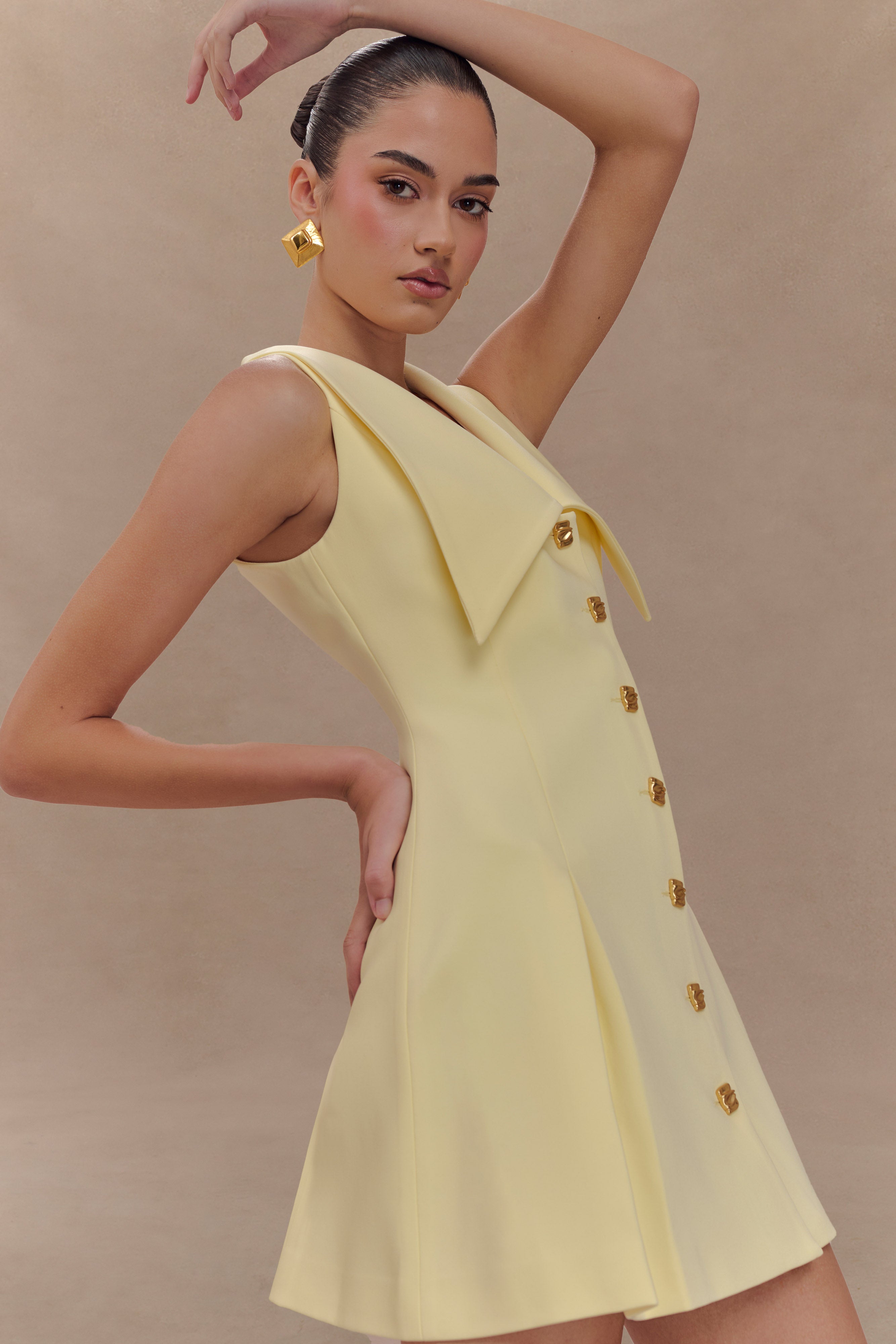 Oli Sleeveless Mini Dress - Lemon - Image 3