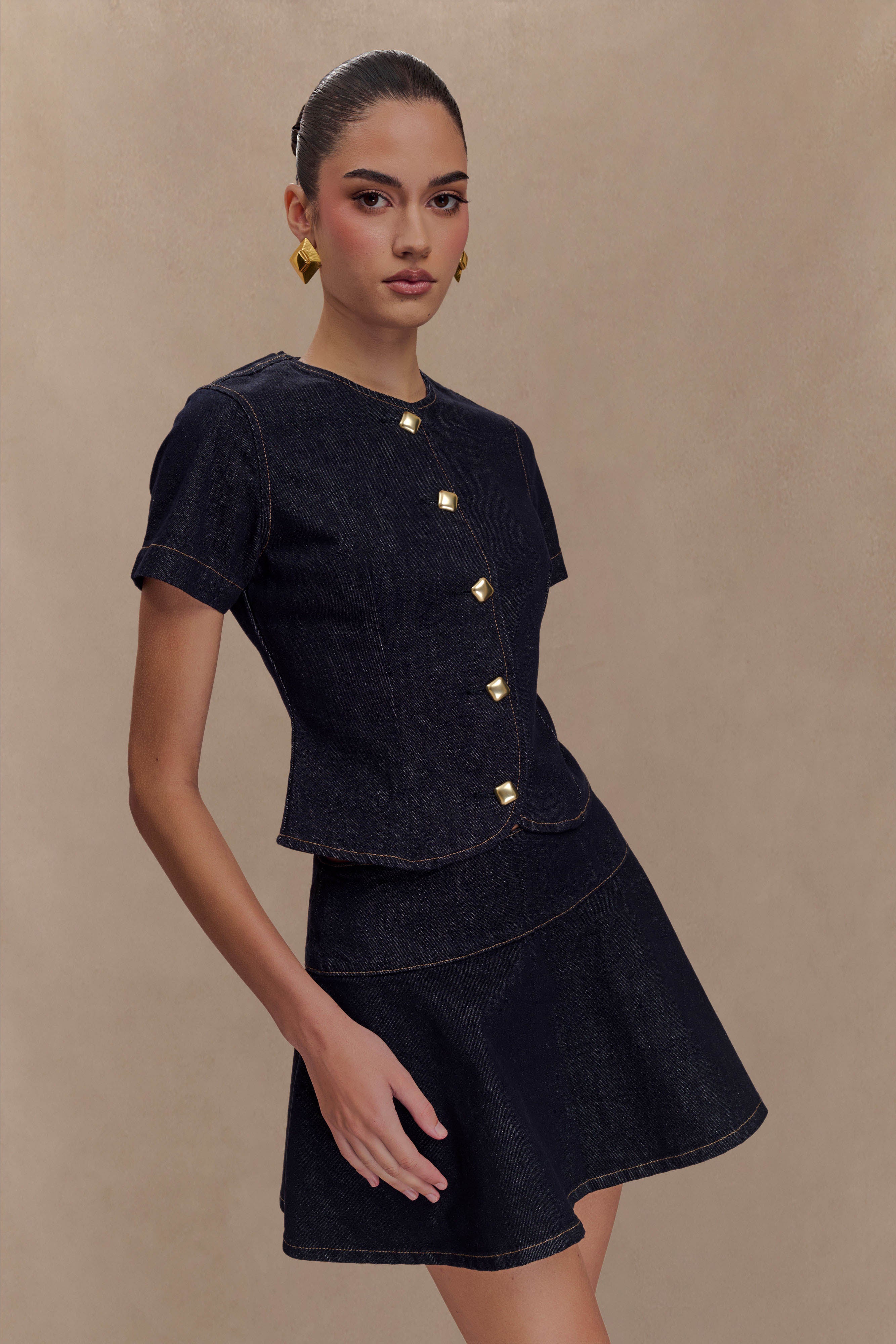 Arista Denim Mini Skirt - Washed Indigo Blue - Image 6