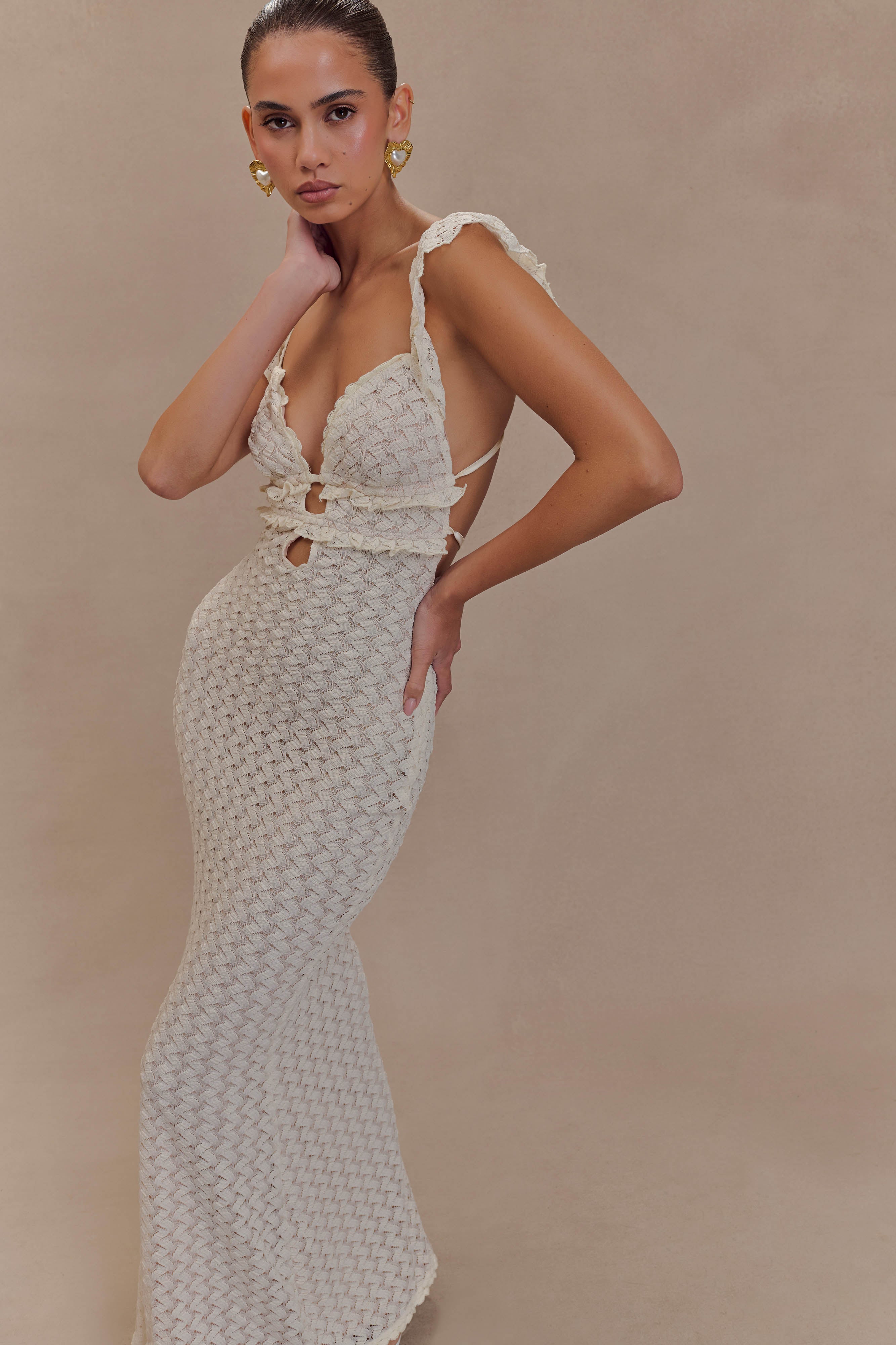Ezra Lace Maxi Dress - Ivory - Image 4