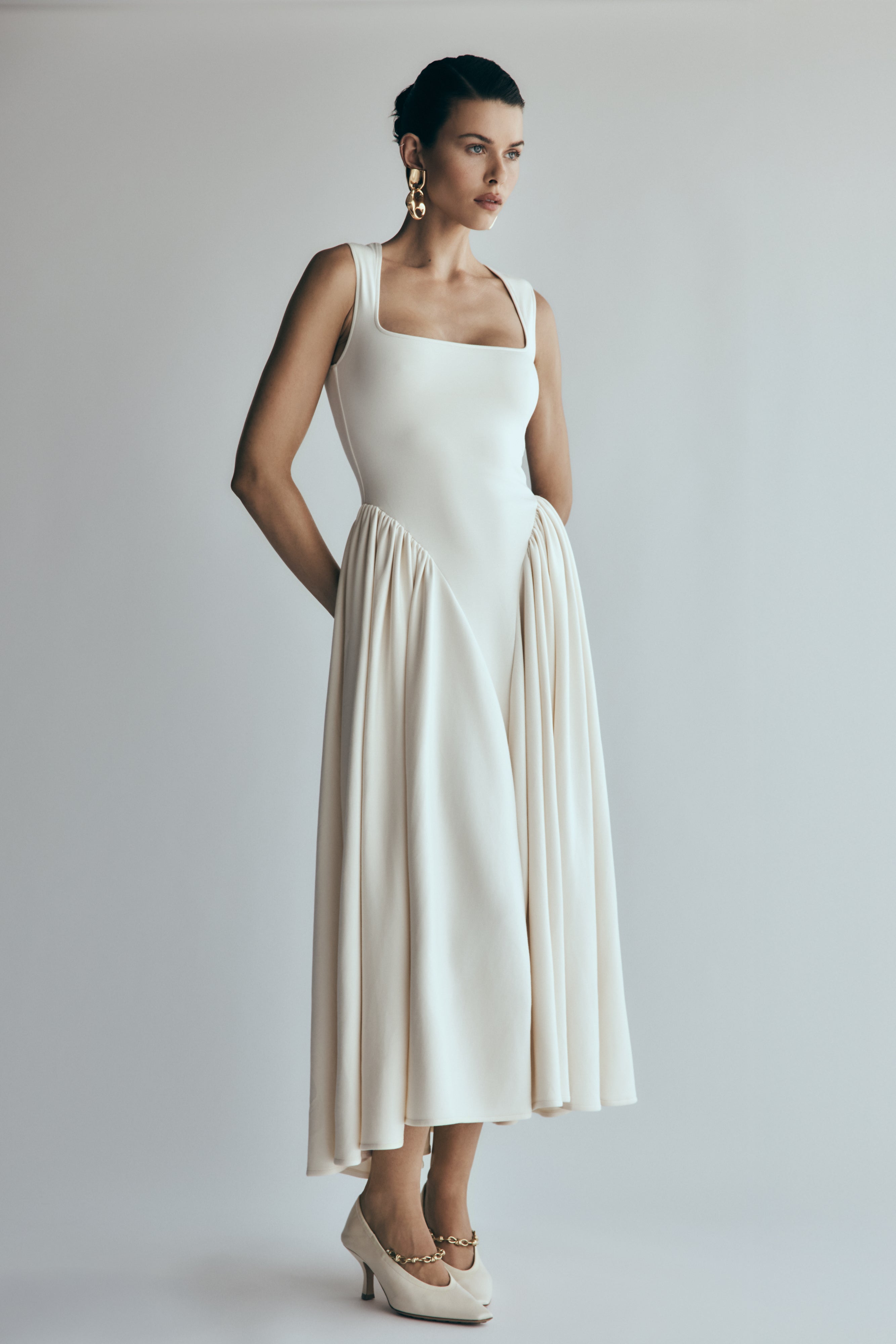 Sharon Scuba Jersey Midi Dress - Ivory - Image 7