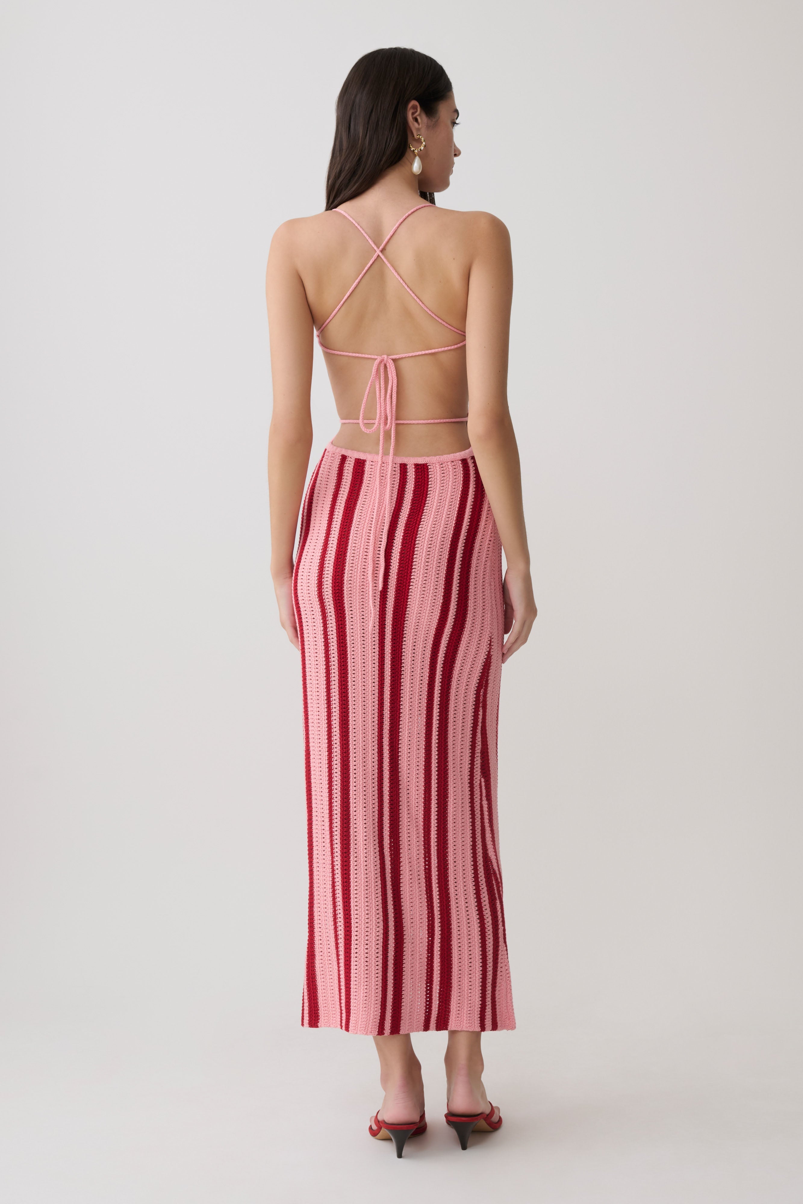 Alternative view of Shepherd Crochet Halter Maxi Dress - Pink