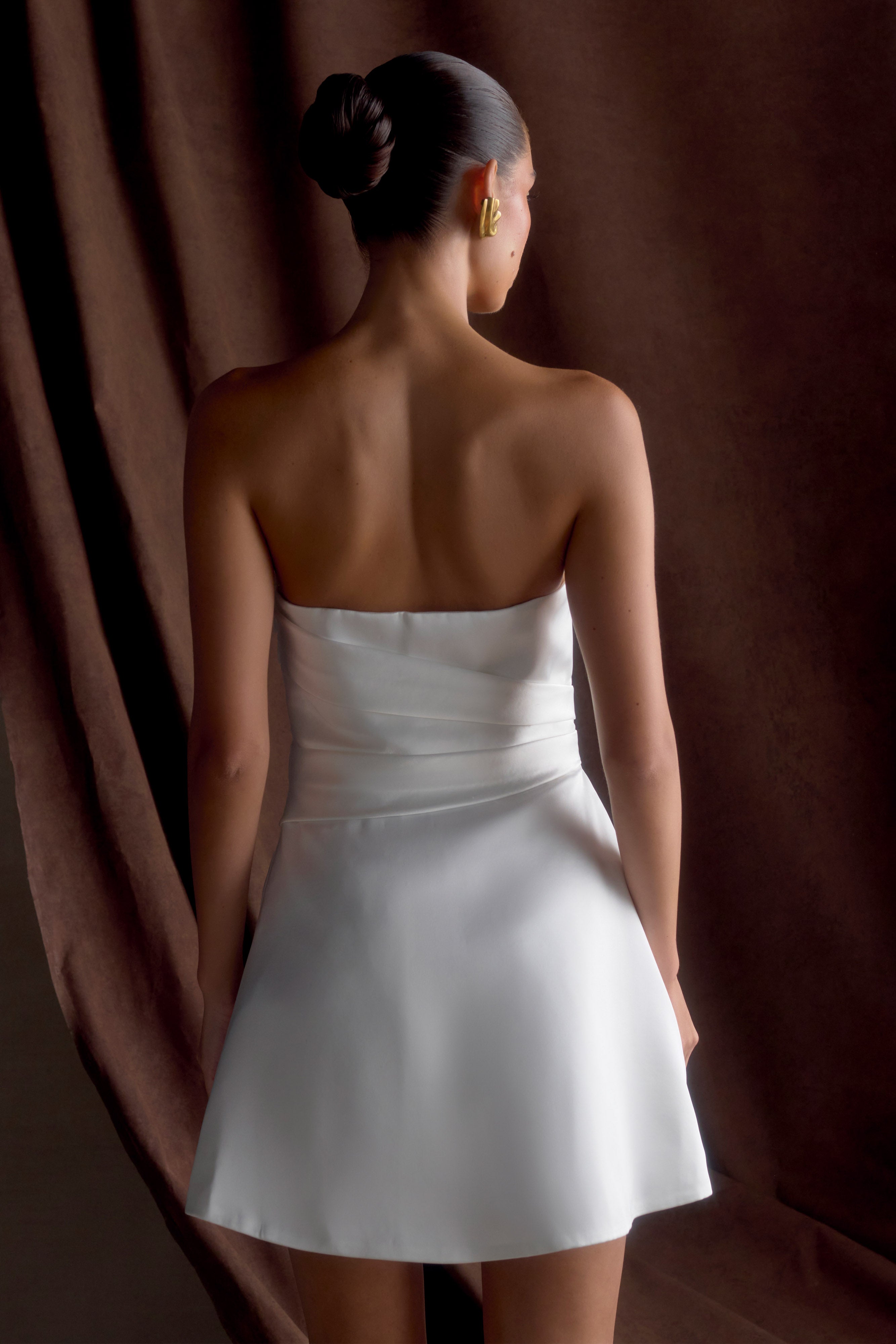 Lora Strapless Satin Mini Dress - White - Image 5