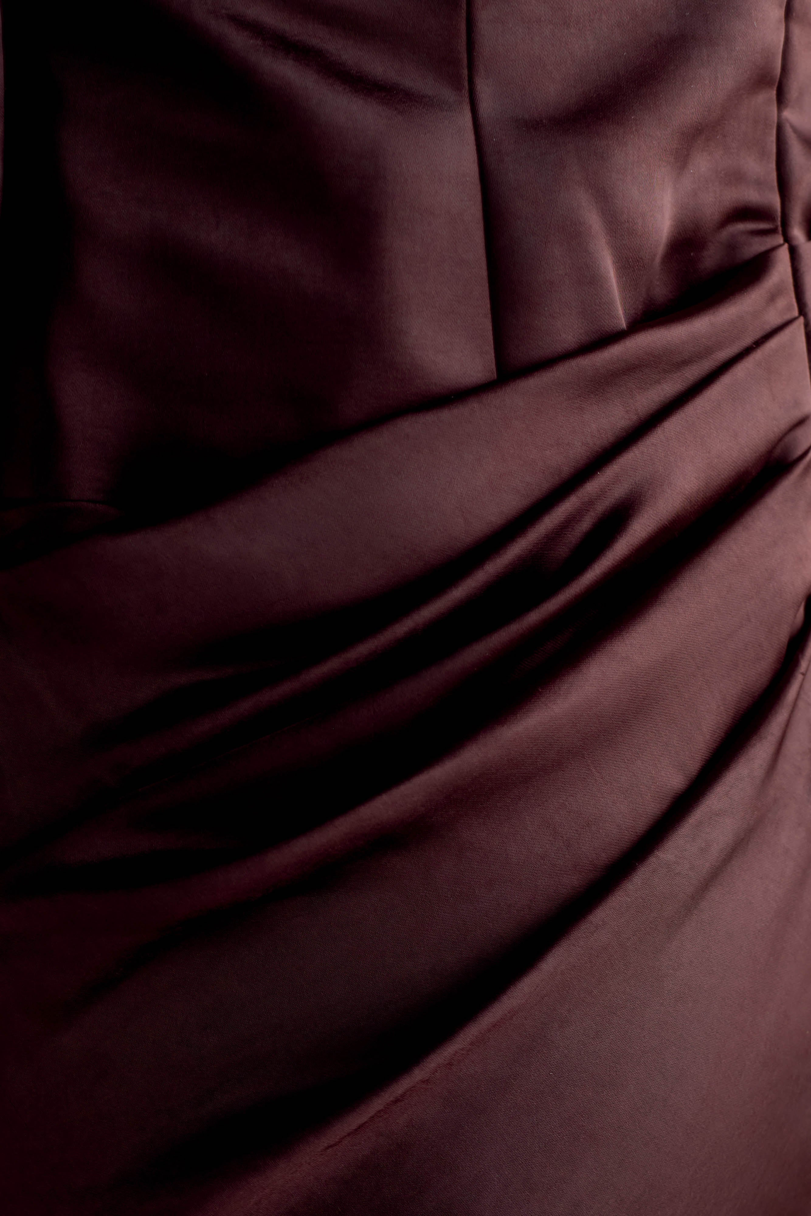 Iris Long Sleeve Satin Maxi Dress - Dark Chocolate - Image 9