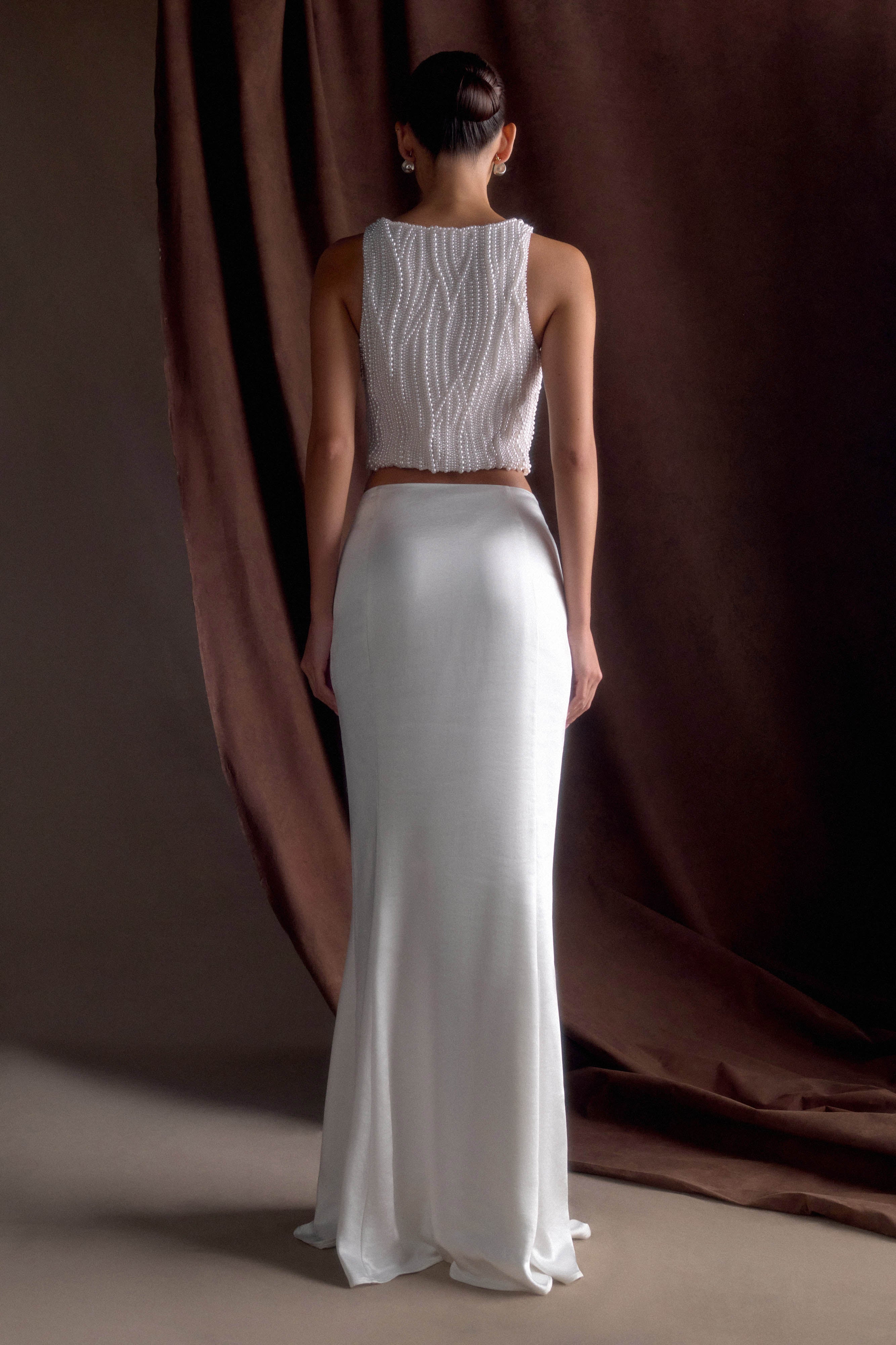 Alternative view of Khloe Satin Fishtail Maxi Skirt - White