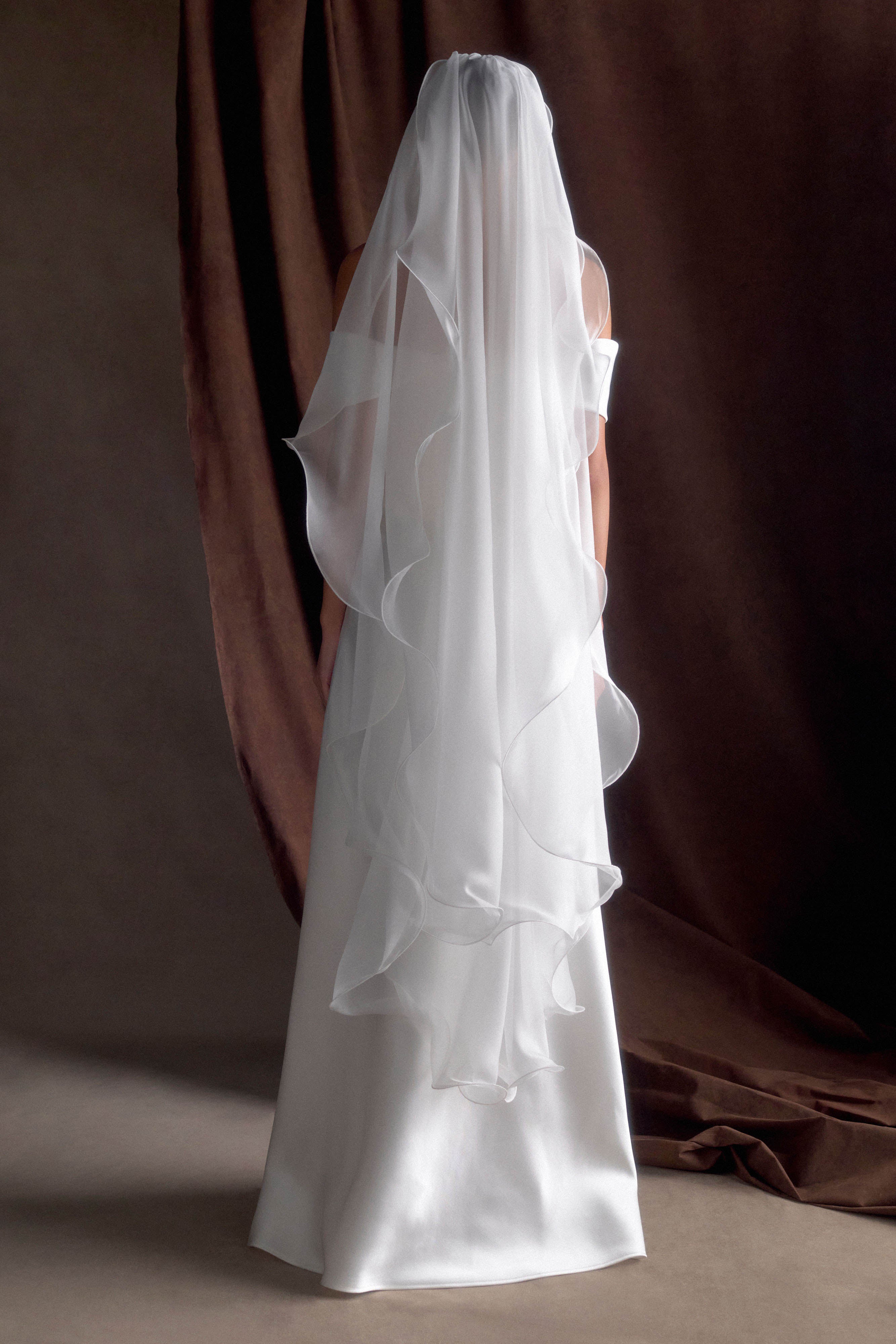 Asteria Draped Chiffon Veil - Ivory - Image 2