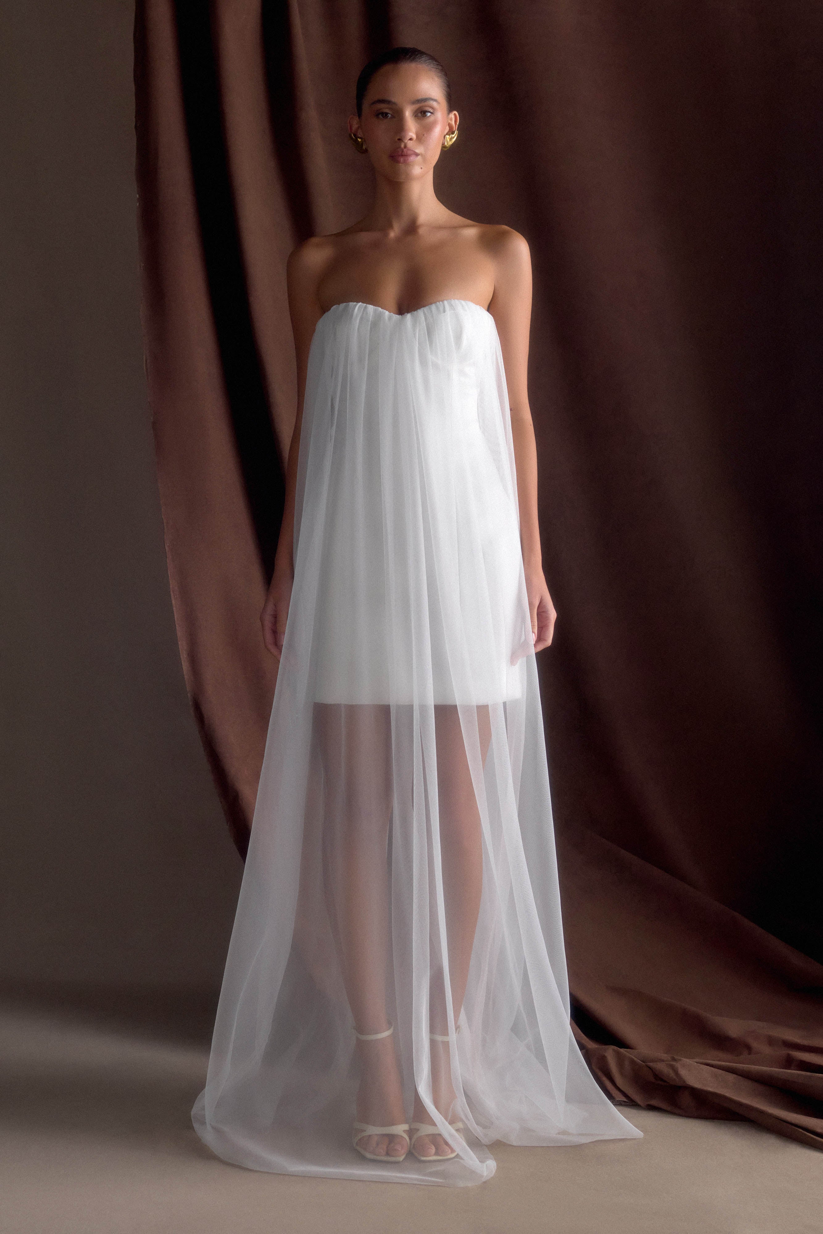 Bettany Chiffon Strapless Maxi Dress - White - Image 6