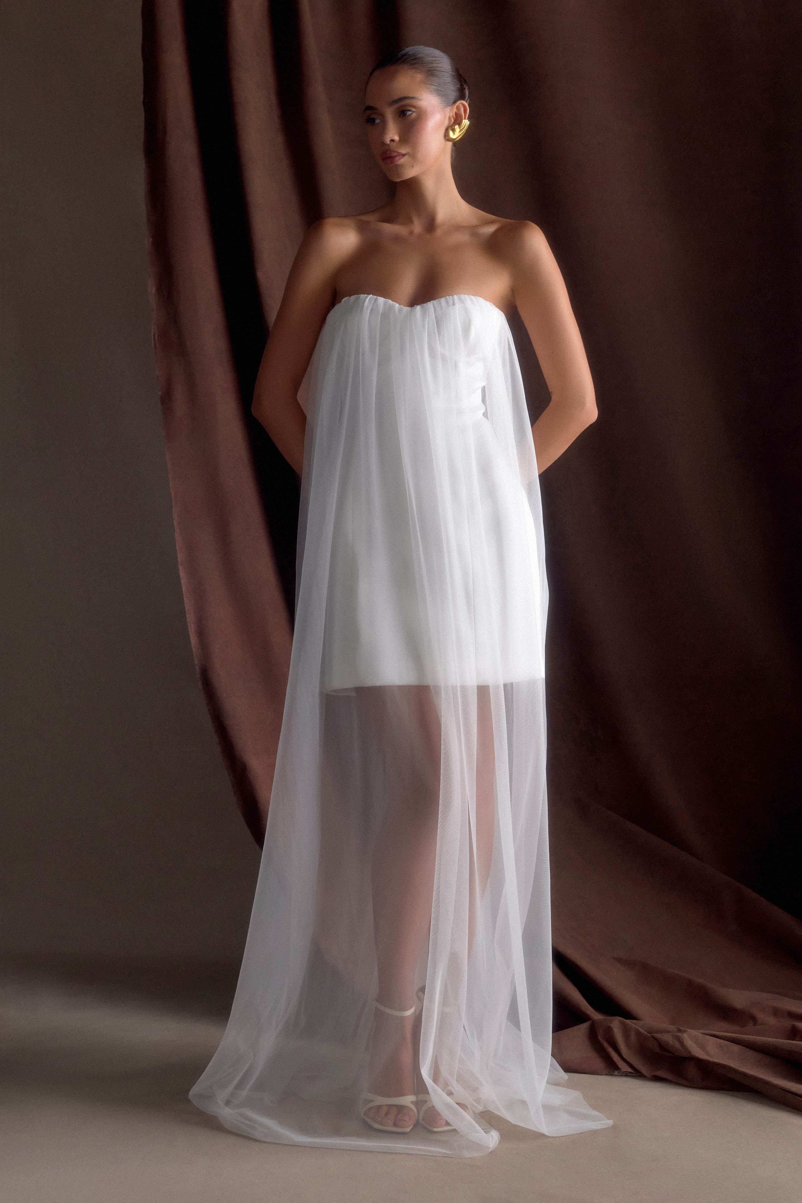 Bettany Chiffon Strapless Maxi Dress - White - Image 4