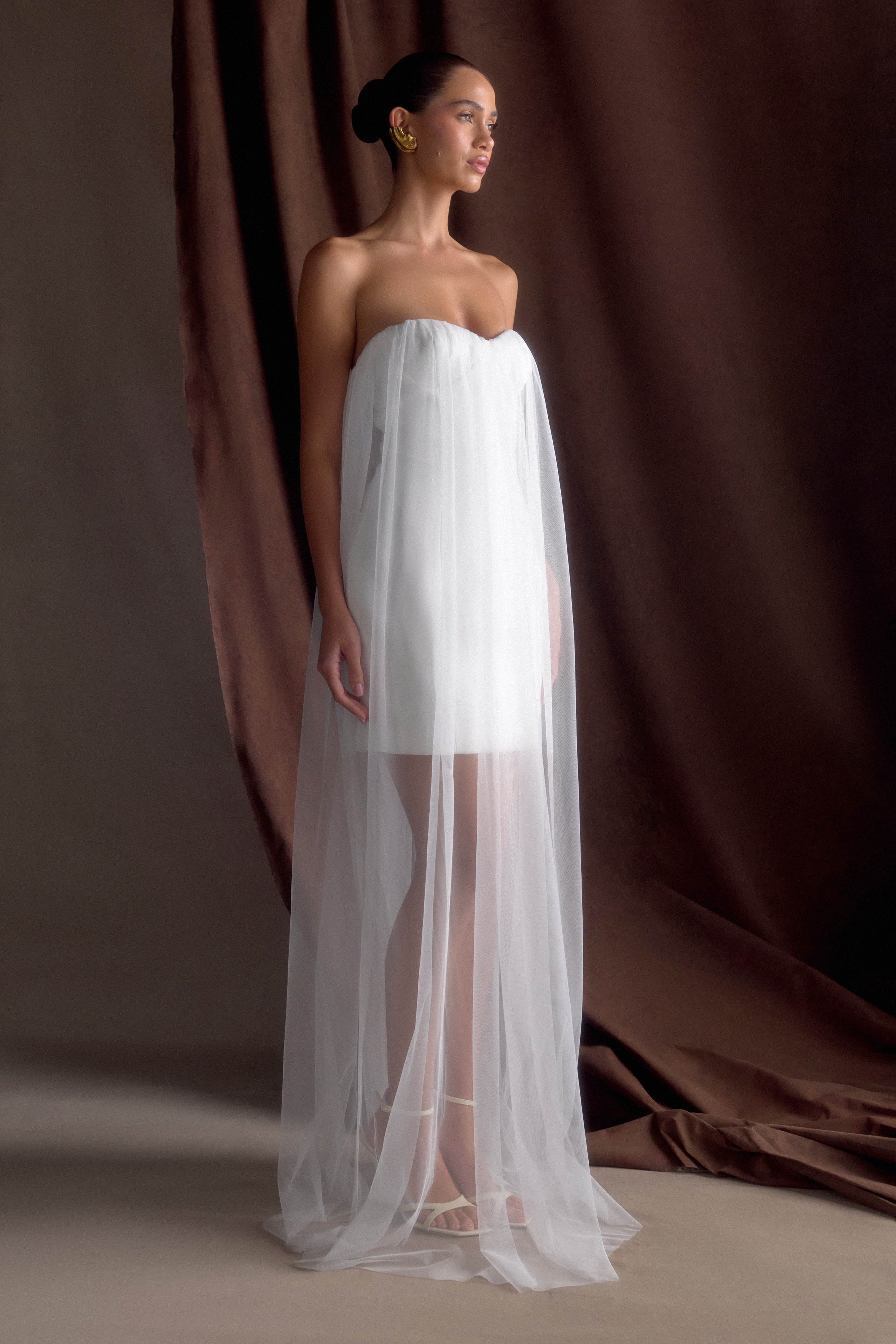 Bettany Chiffon Strapless Maxi Dress - White - Image 5
