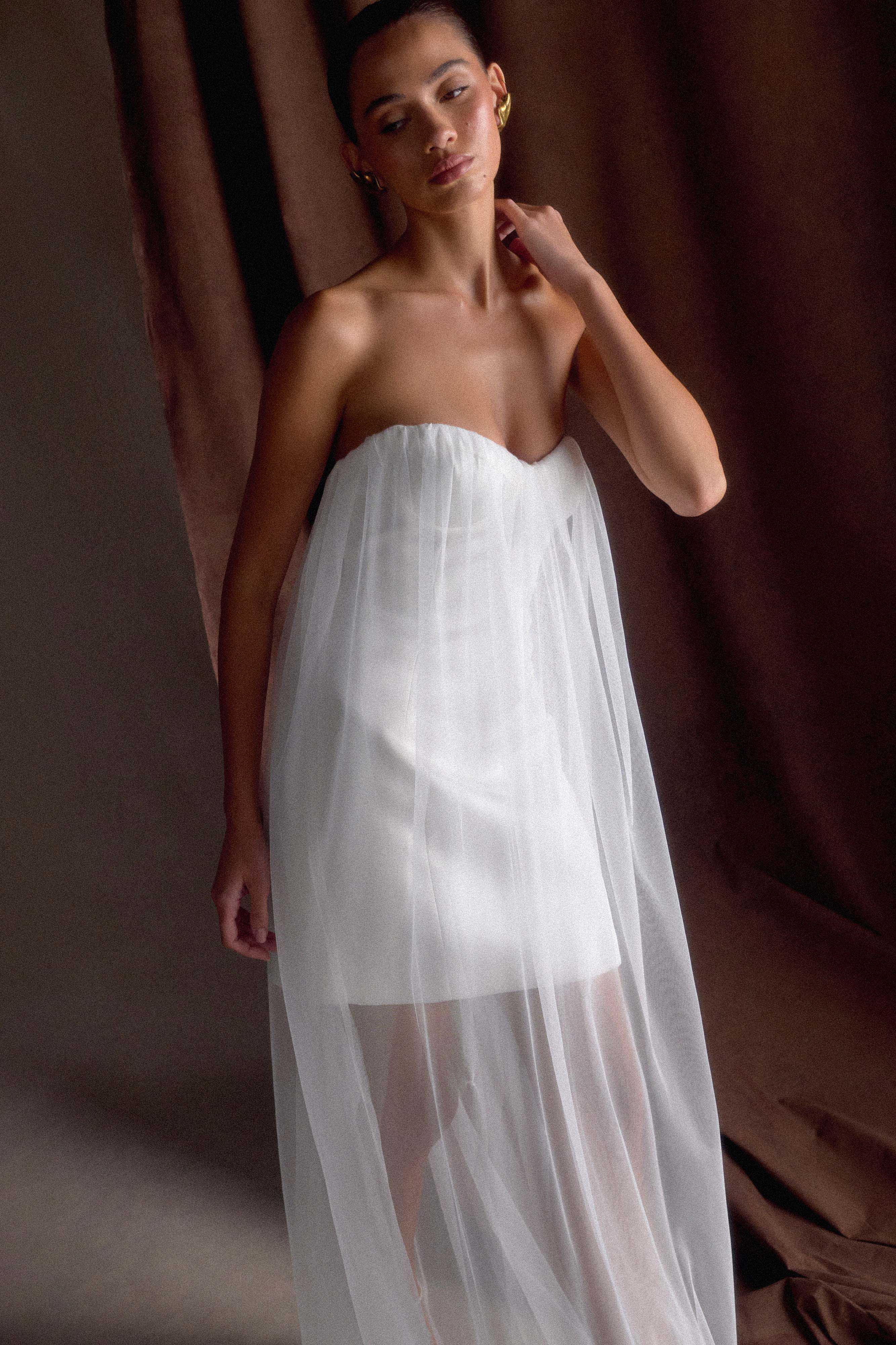 Bettany Chiffon Strapless Maxi Dress - White - Image 3