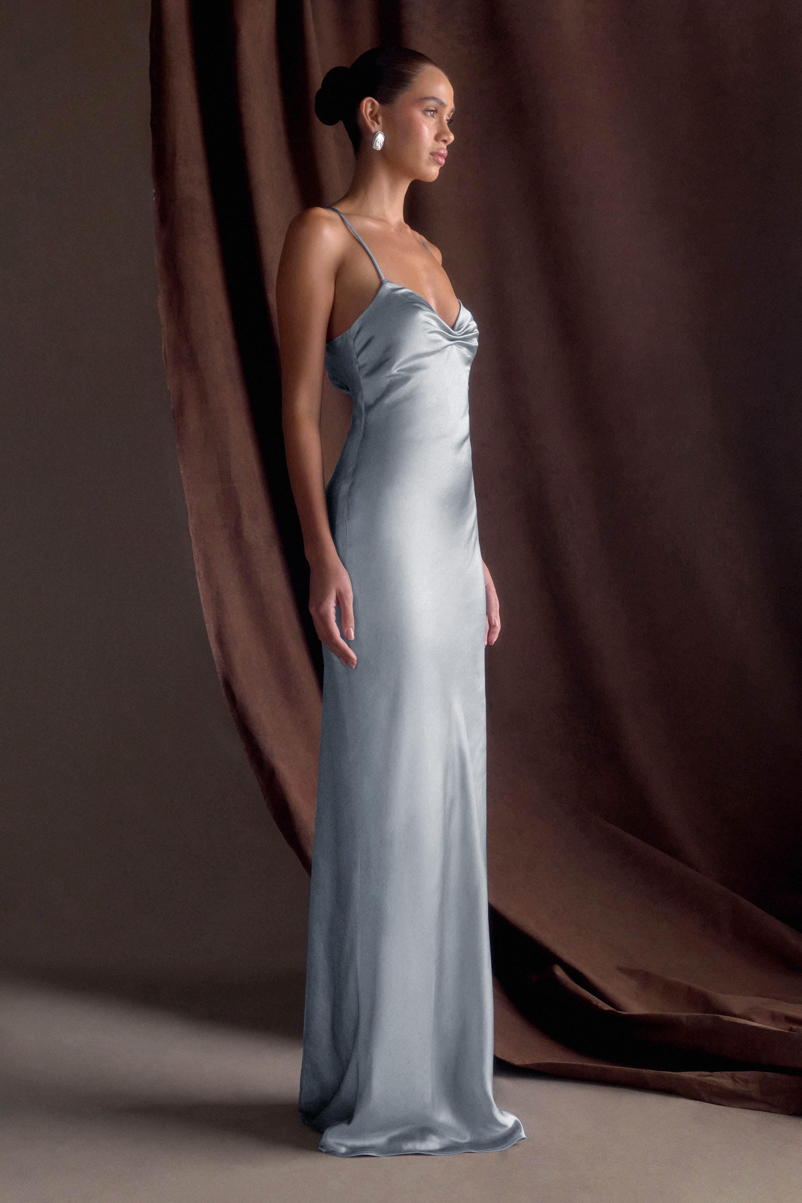 Lilly Sweetheart Satin Maxi Dress - Frosted Blue - Image 8