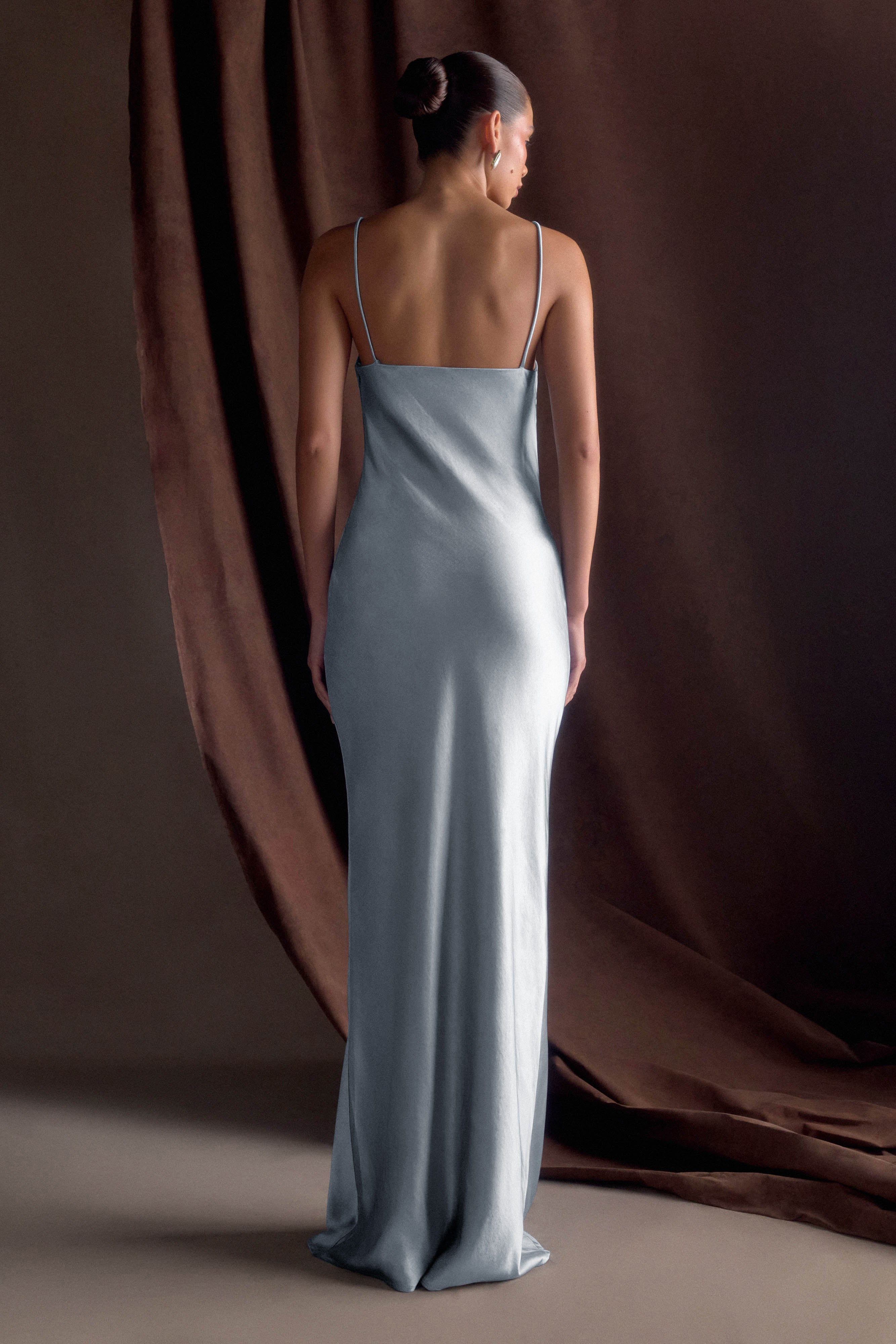 Alternative view of Lilly Sweetheart Satin Maxi Dress - Frosted Blue