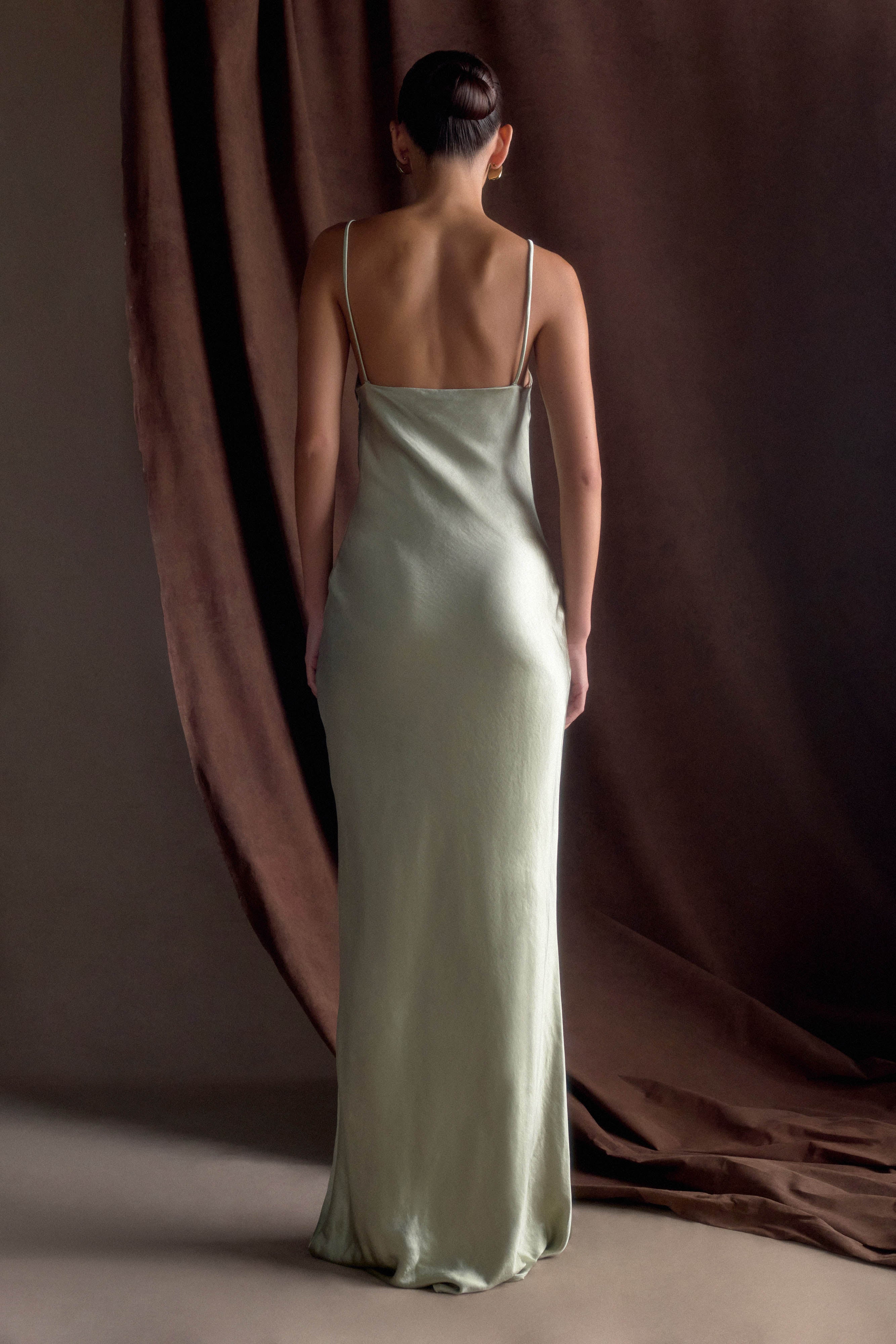Alternative view of Lilly Sweetheart Satin Maxi Dress - Sage