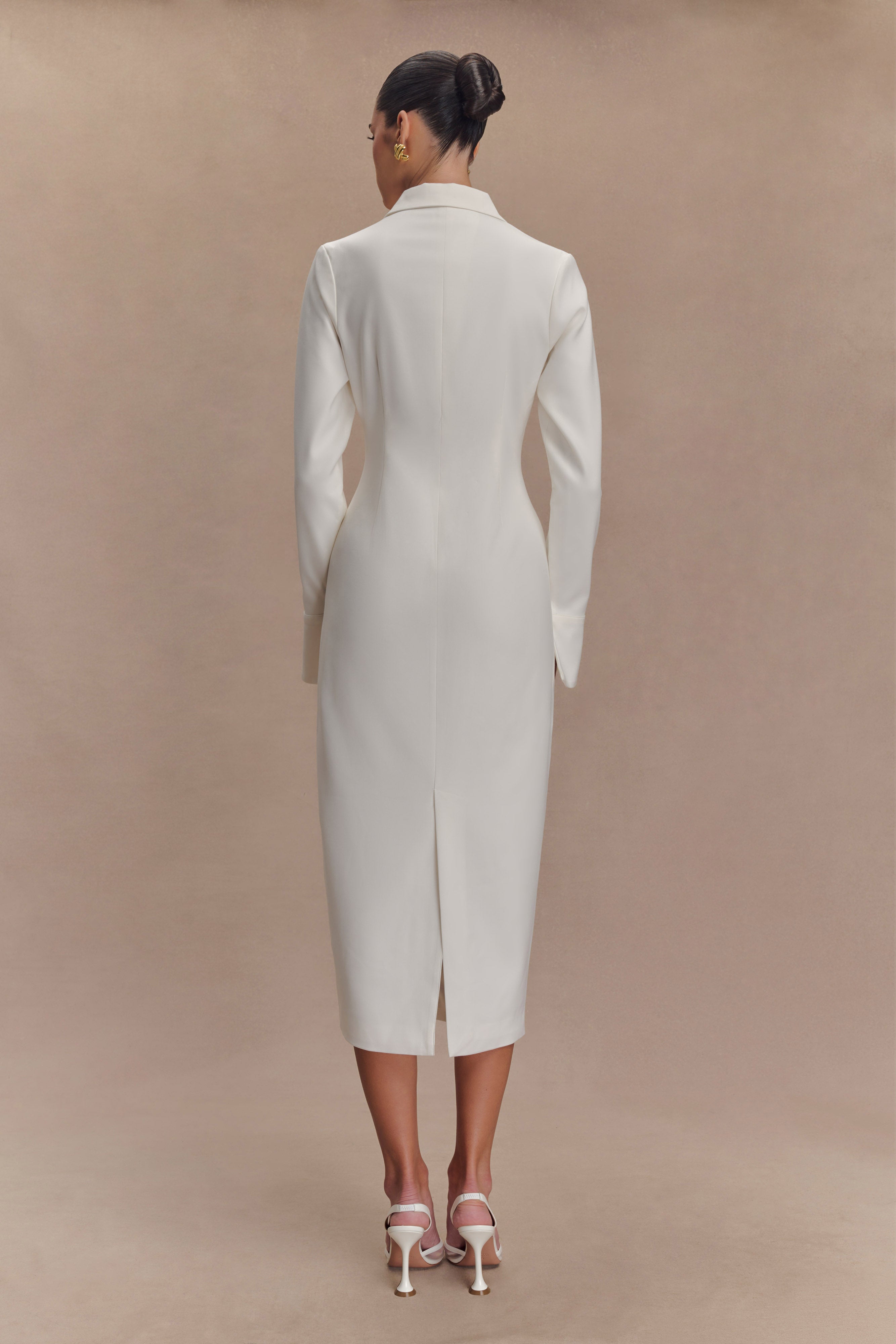 Dorian Fitted Shirt Midi Dress - White - Image 3