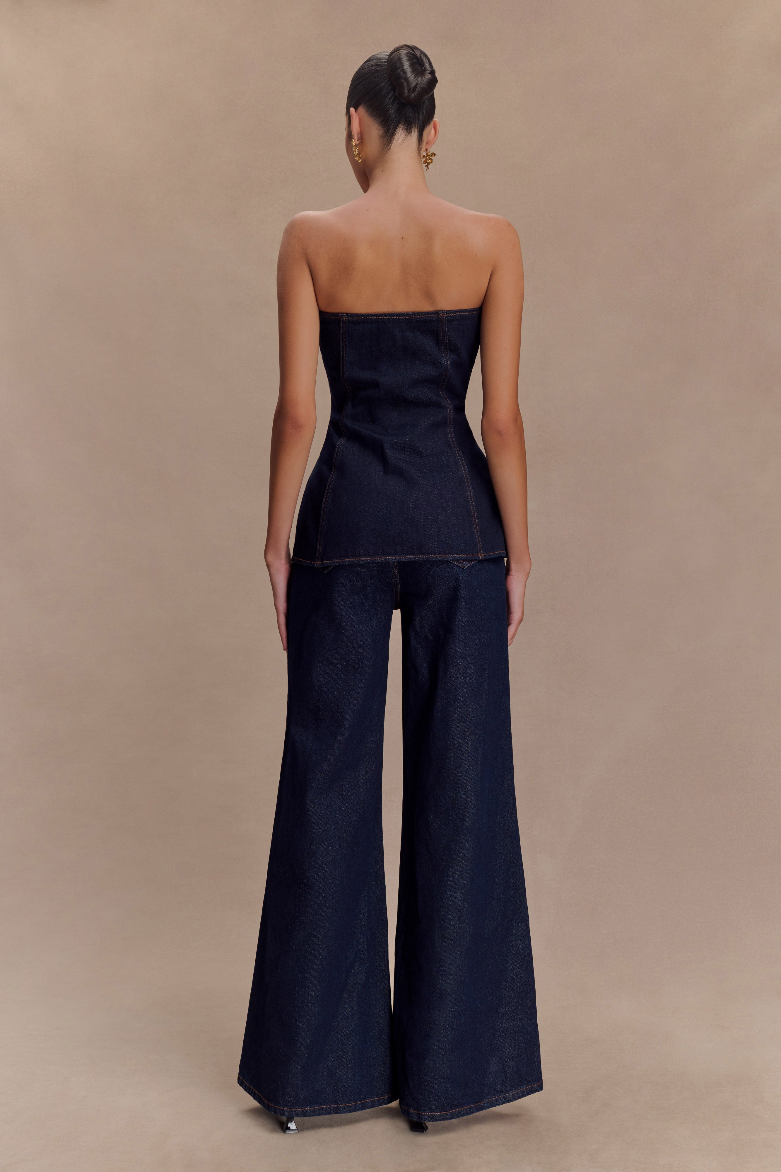 Alternative view of Jen Wide Leg Flare Denim Jeans - Indigo Blue
