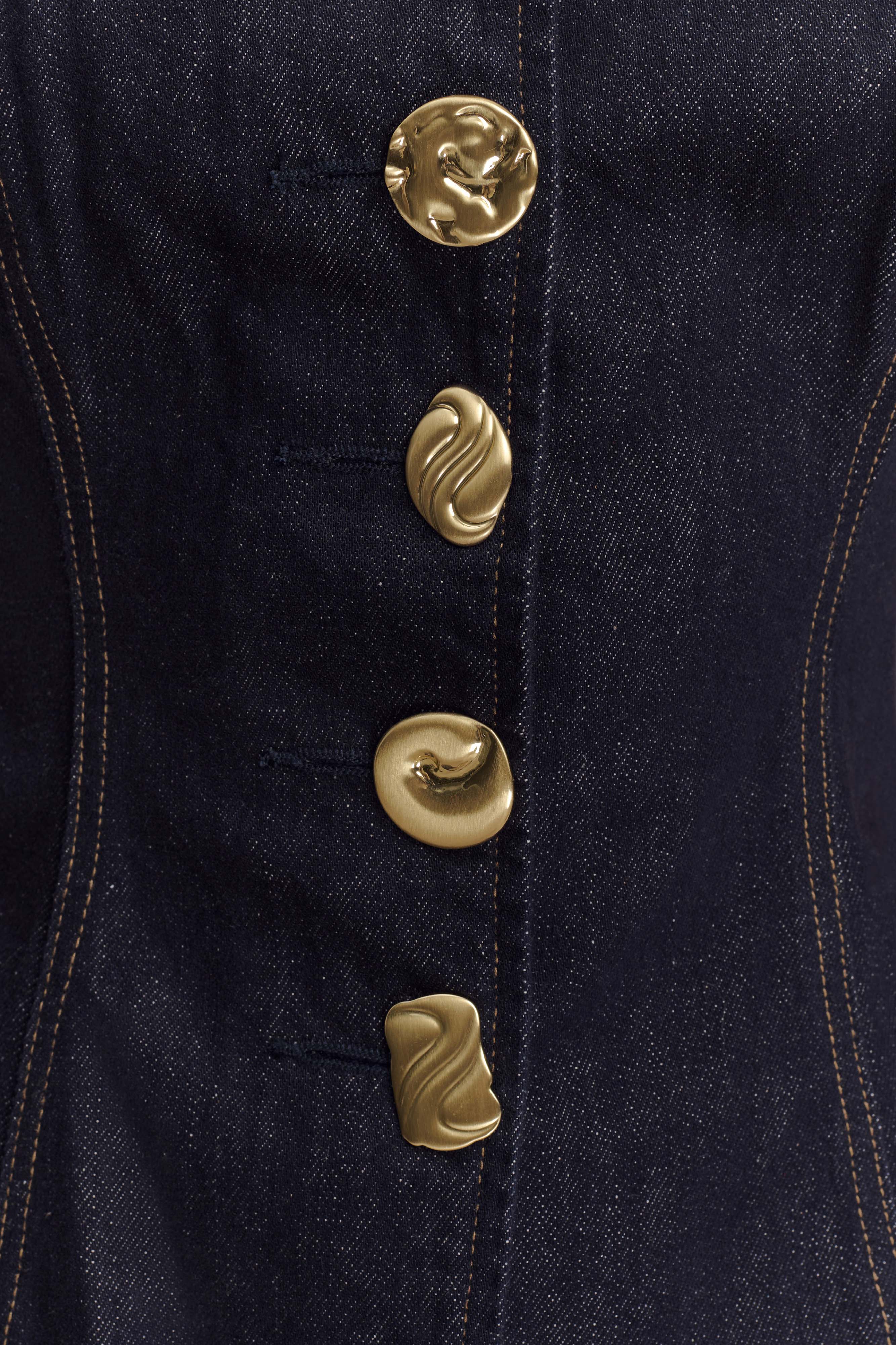 Neve Sleeveless Buttoned Denim Top - Washed Indigo Blue - Image 7