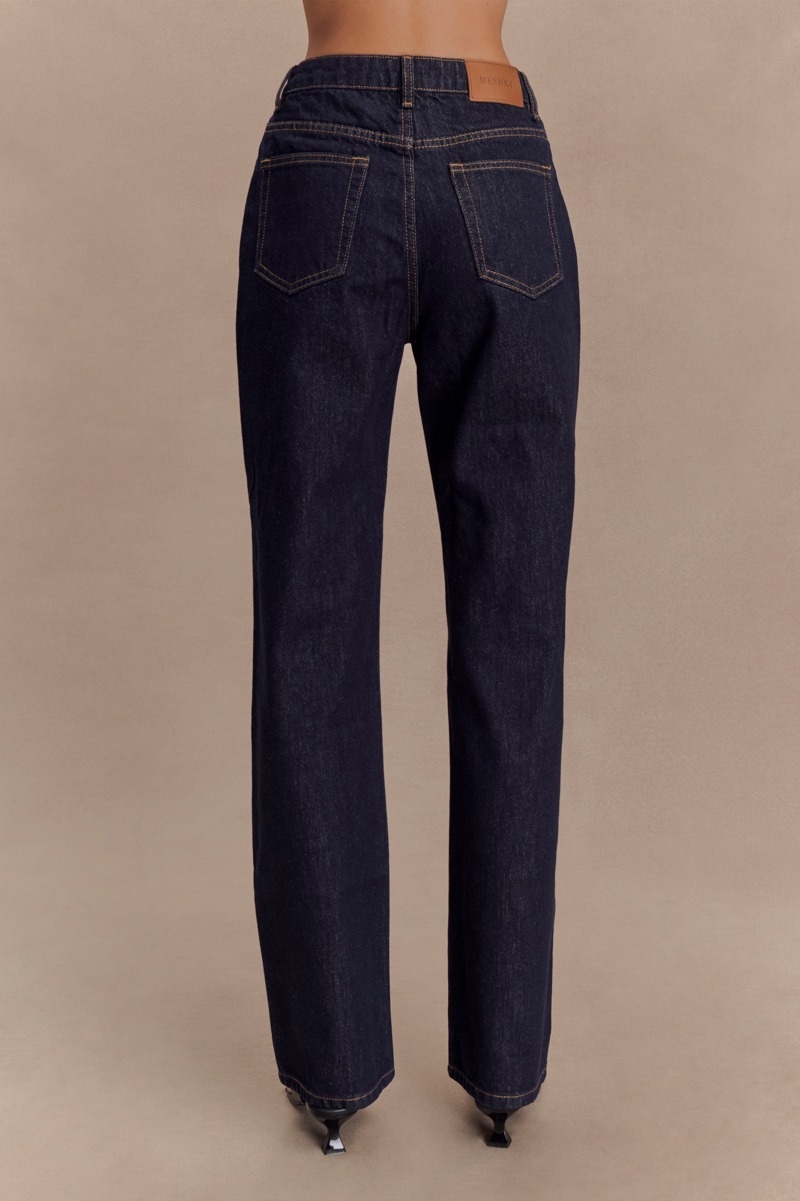 Alternative view of Janine High Waisted Straight Leg Jeans - Washed Indigo Blue