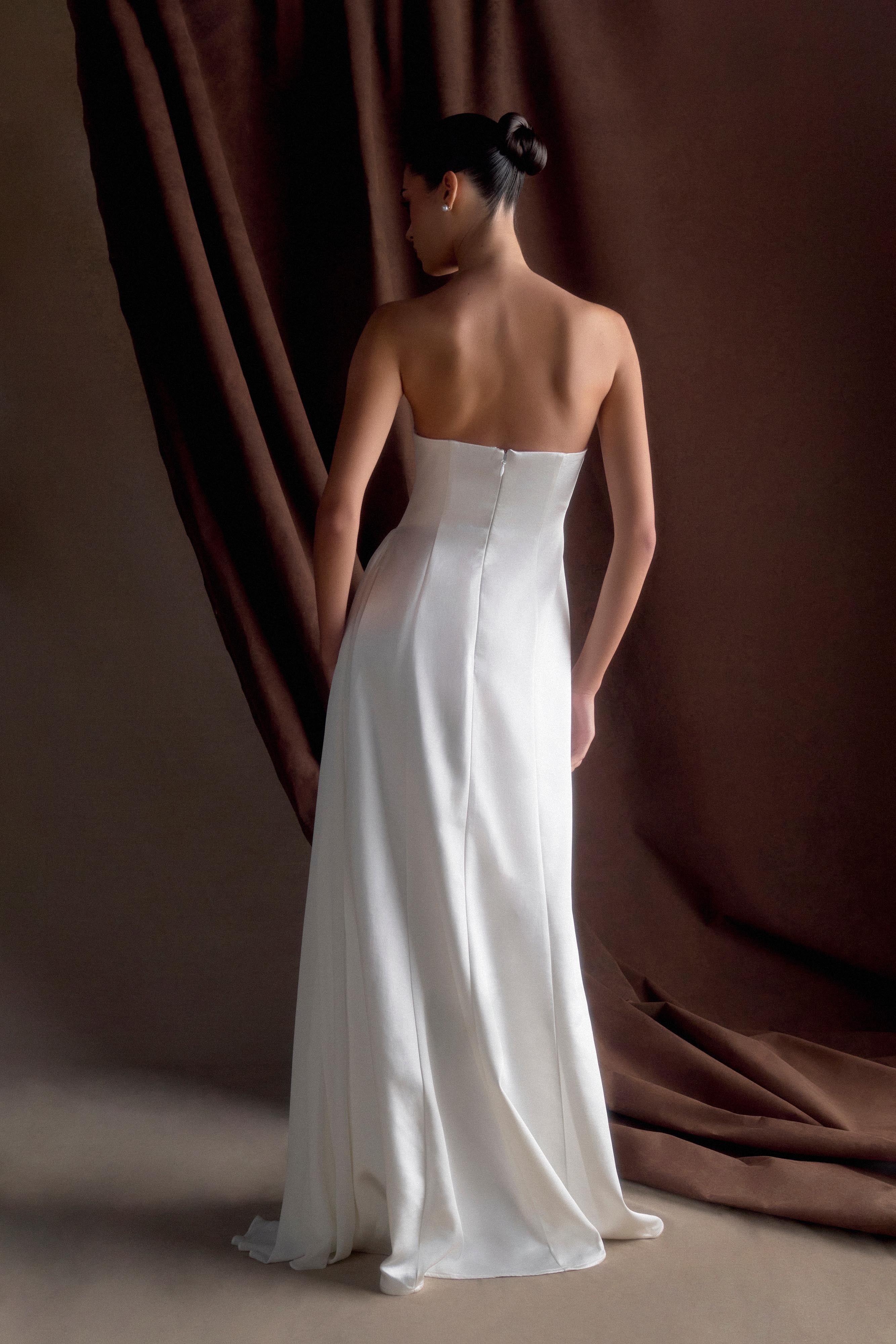 Alternative view of Rosella Satin Strapless Maxi Dress - White