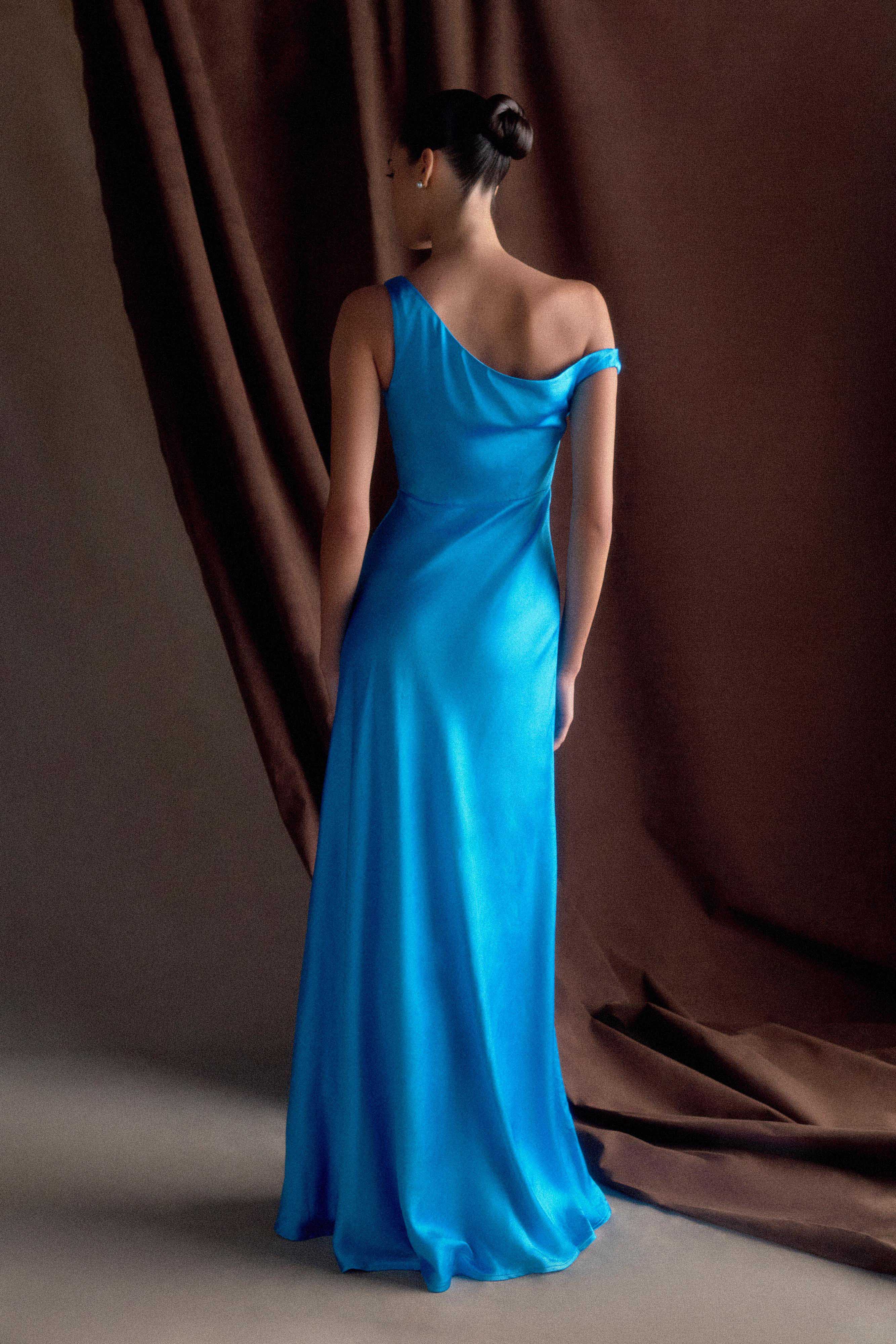 Alternative view of Jacinta One Shoulder Maxi Dress - Cyan Blue