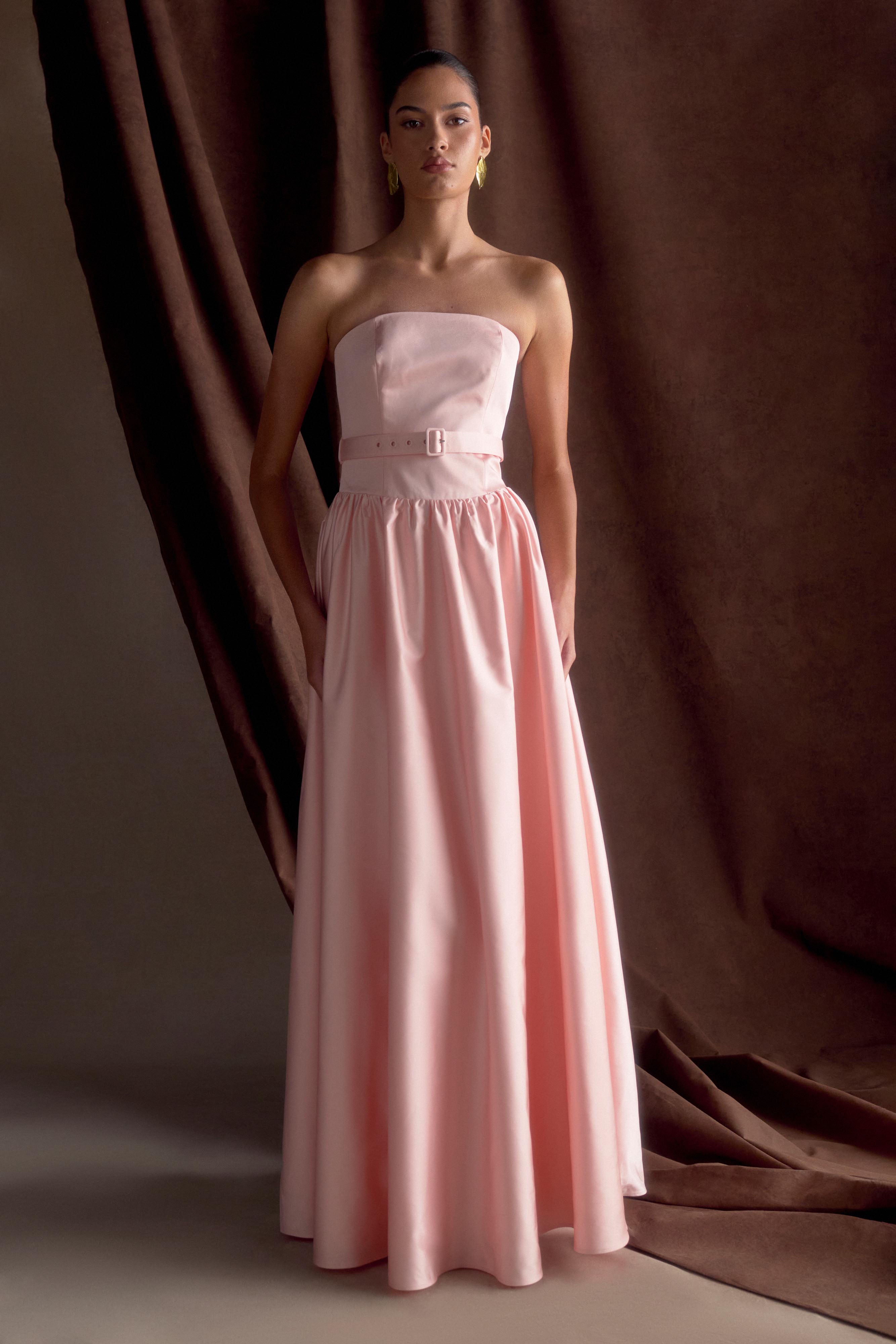 Florence Strapless Belted Maxi Dress - Baby Pink - Image 6