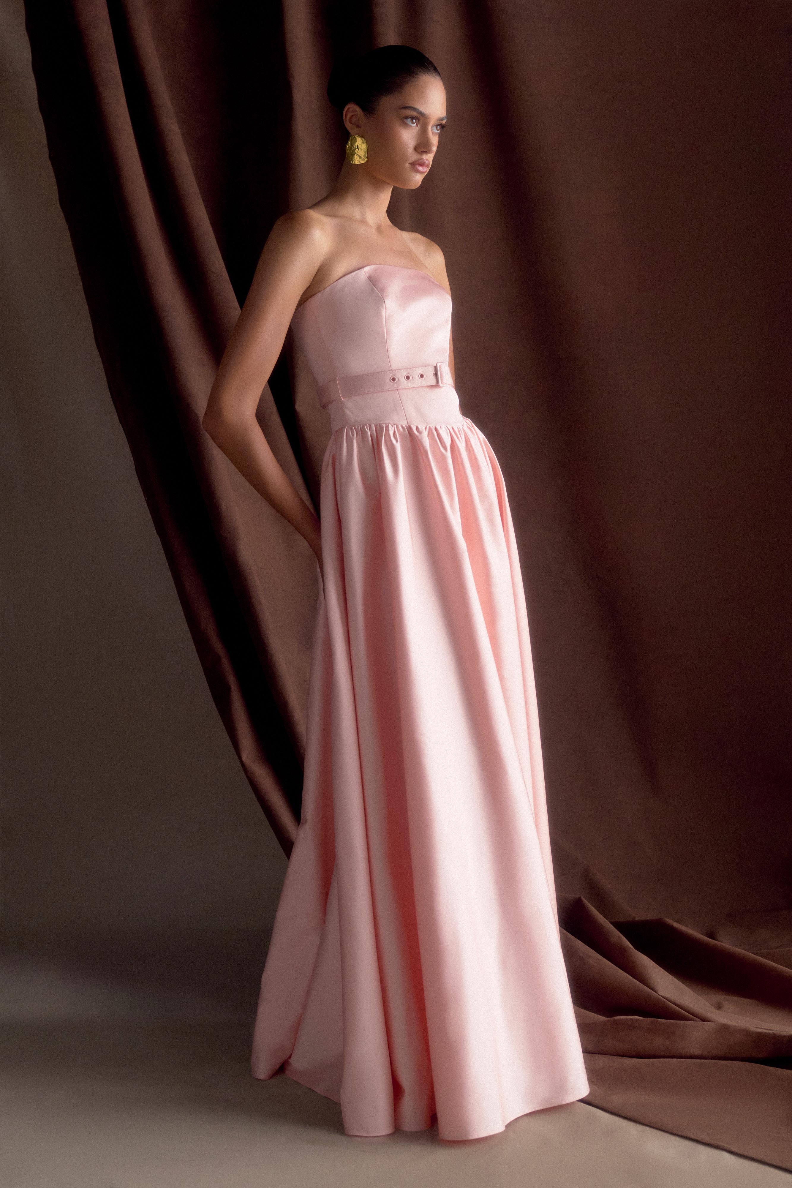 Florence Strapless Belted Maxi Dress - Baby Pink - Image 4