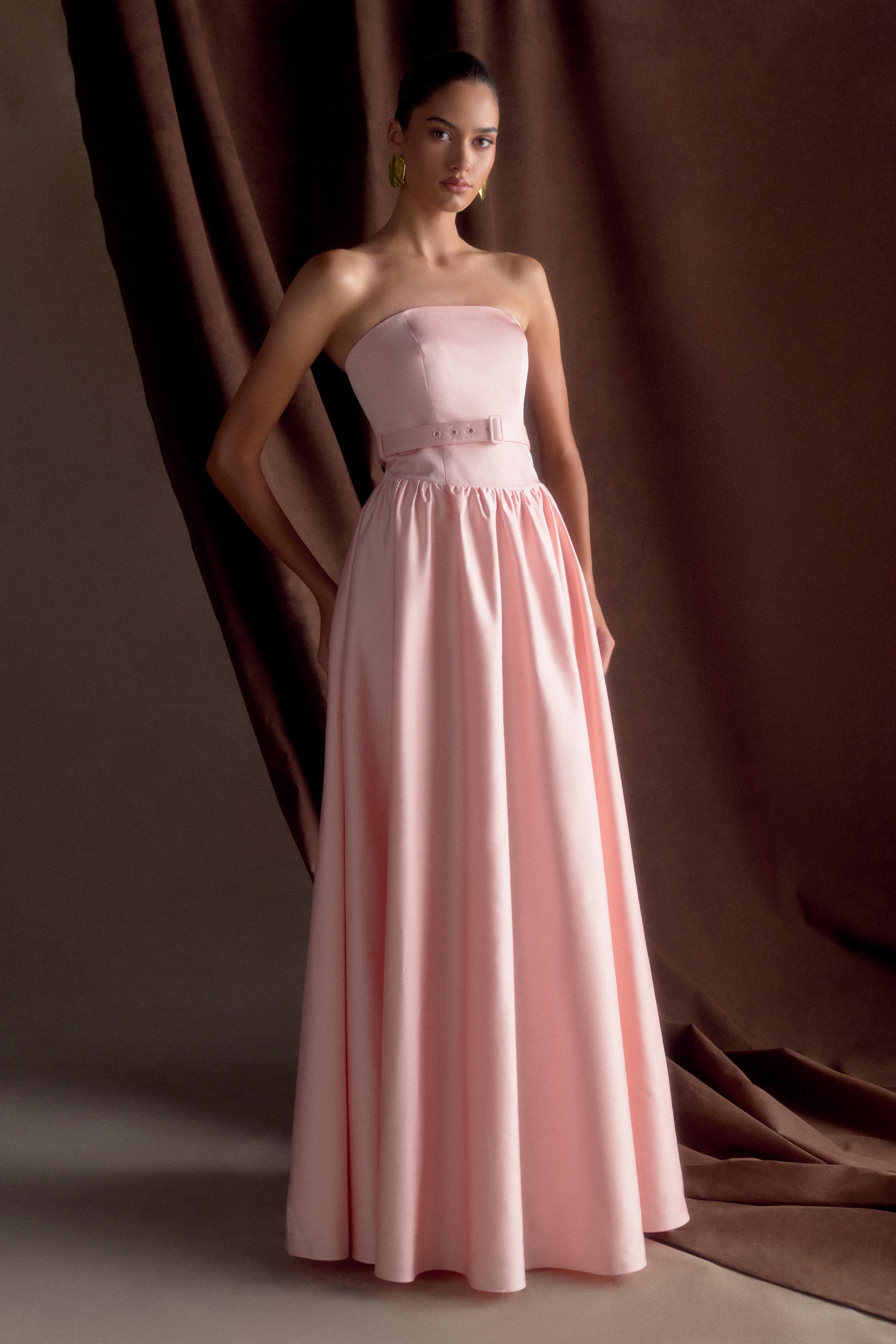 Florence Strapless Belted Maxi Dress - Baby Pink - Image 5