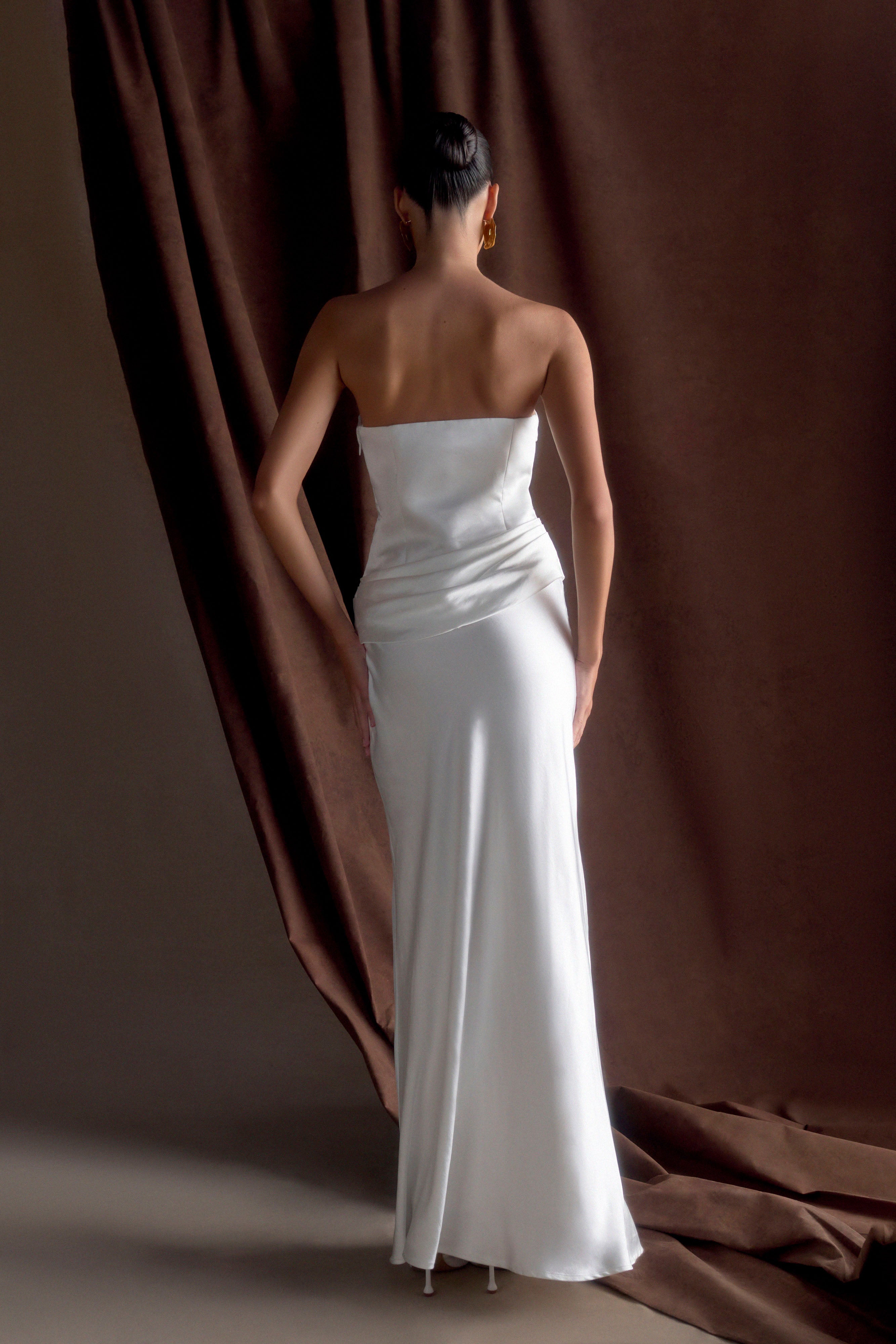 Alternative view of Jasmine Strapless Satin Maxi Dress - White