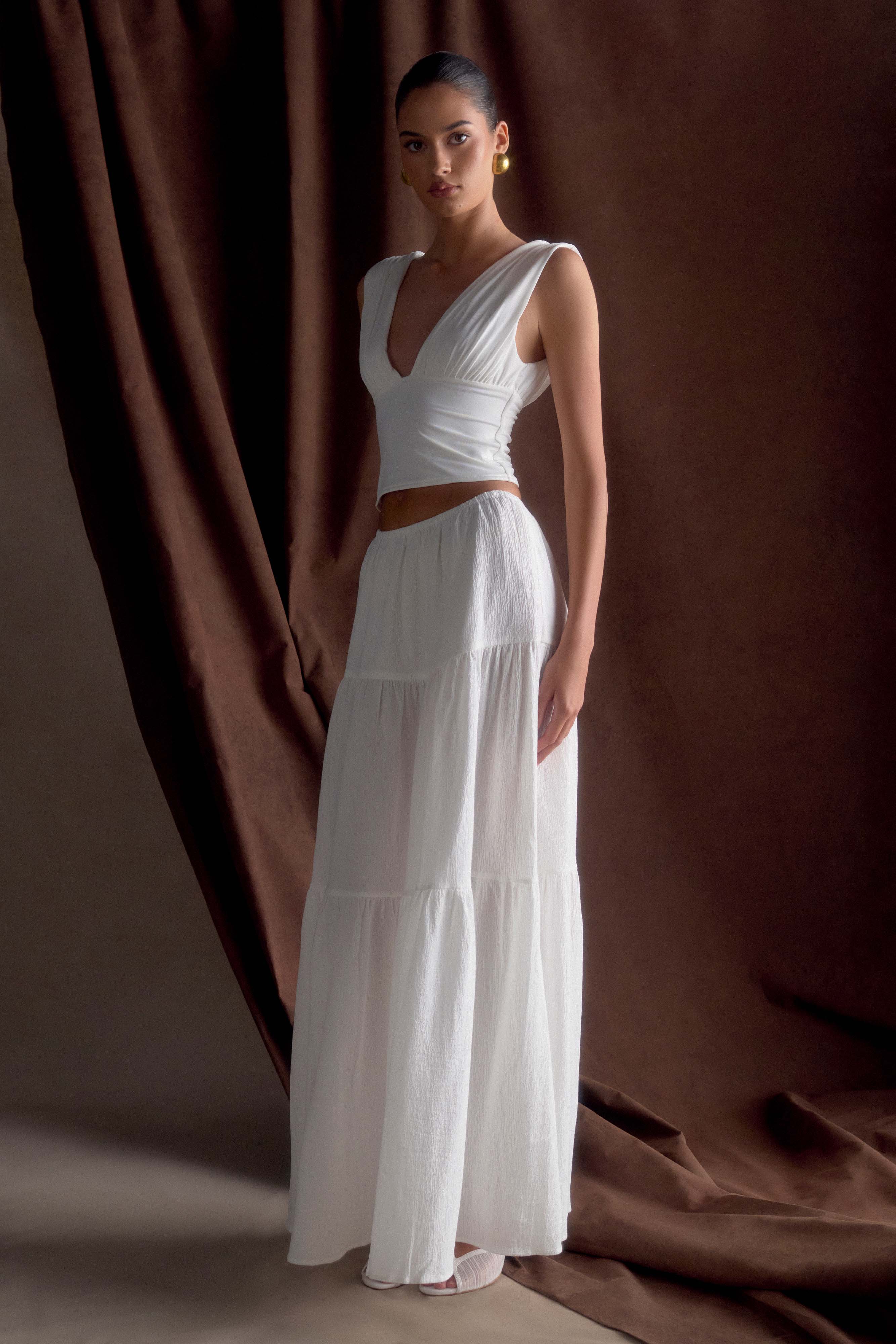 Jacinda Cotton Maxi Skirt - White - Image 4