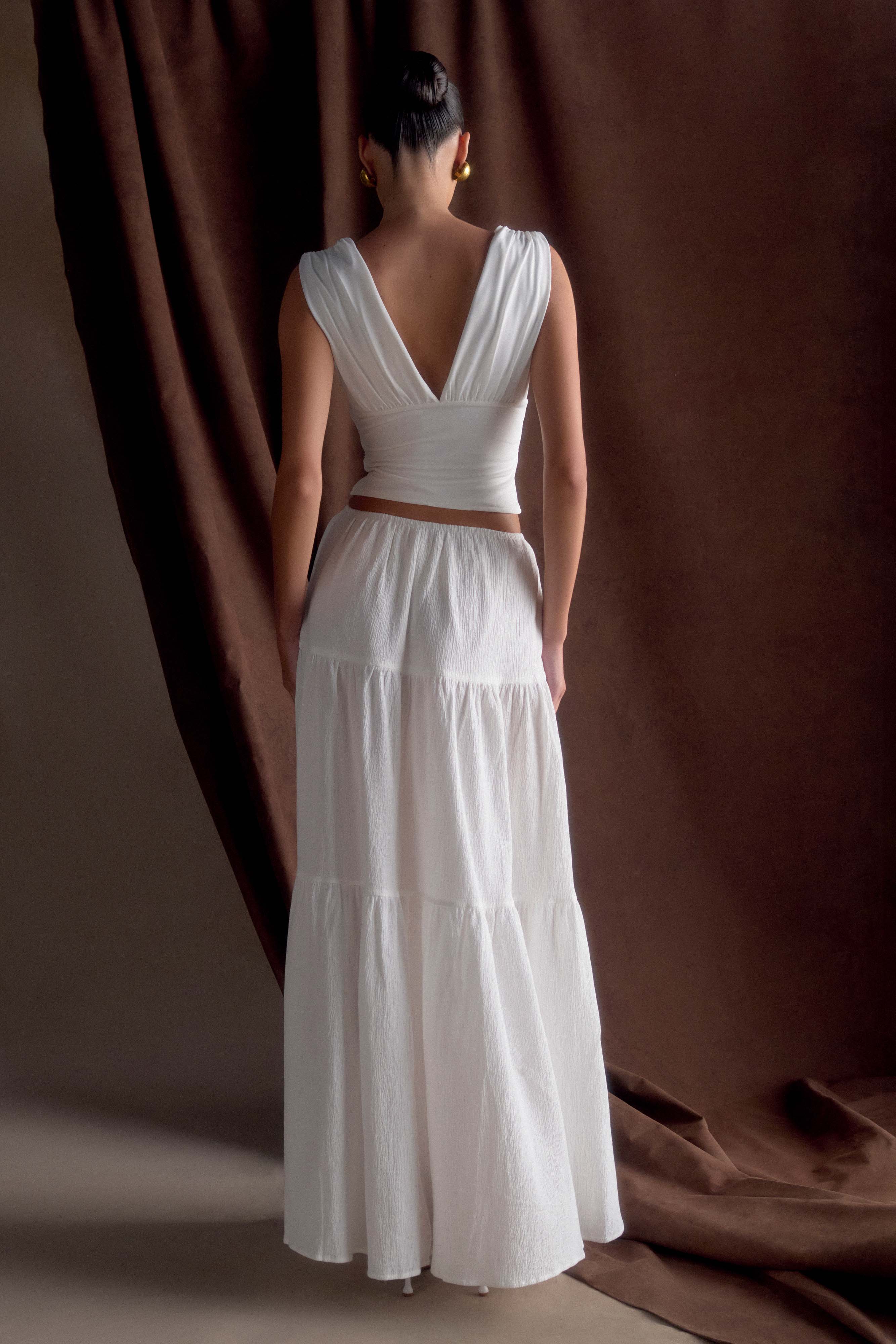 Jacinda Cotton Maxi Skirt - White - Image 2