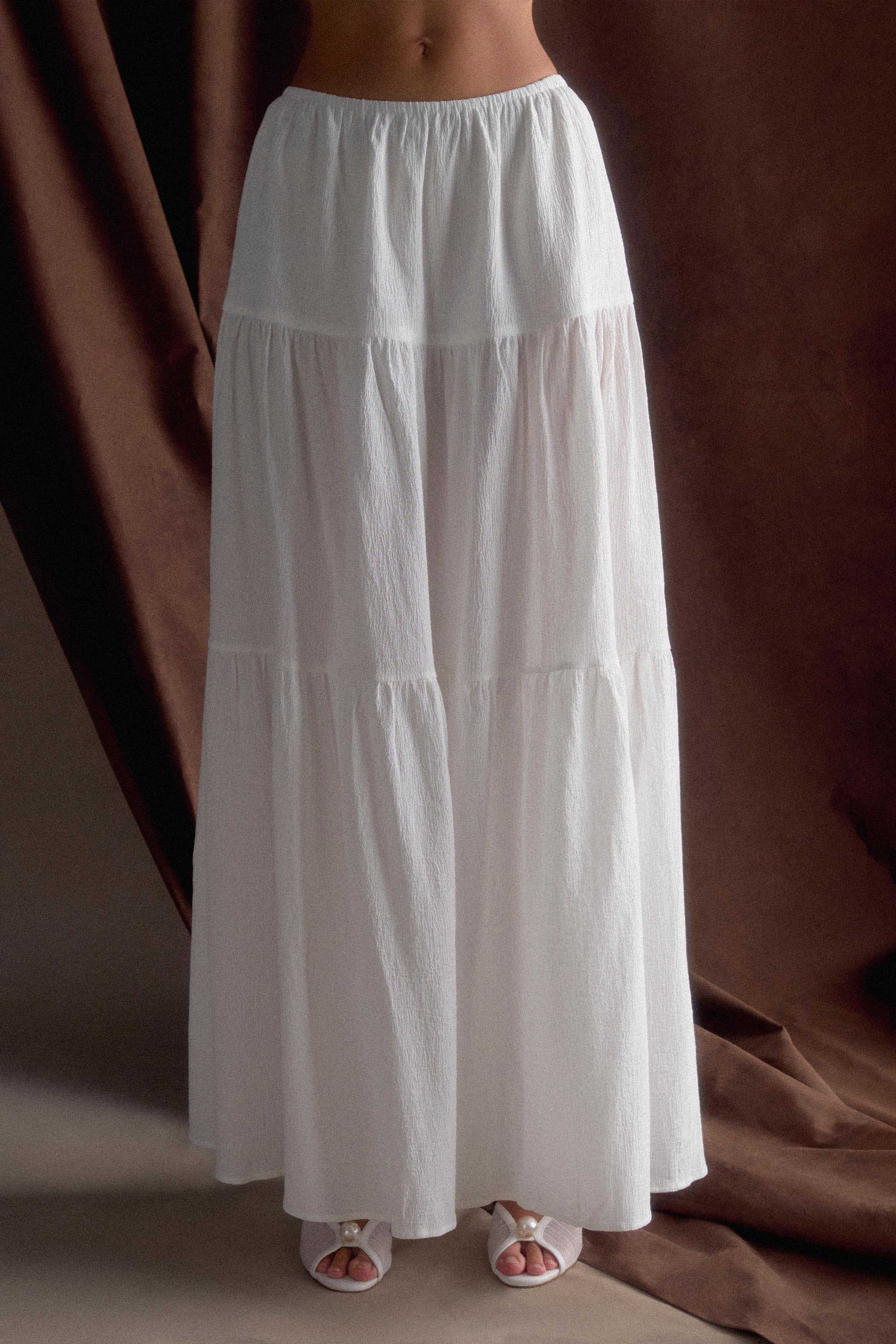 Jacinda Cotton Maxi Skirt - White - Image 3