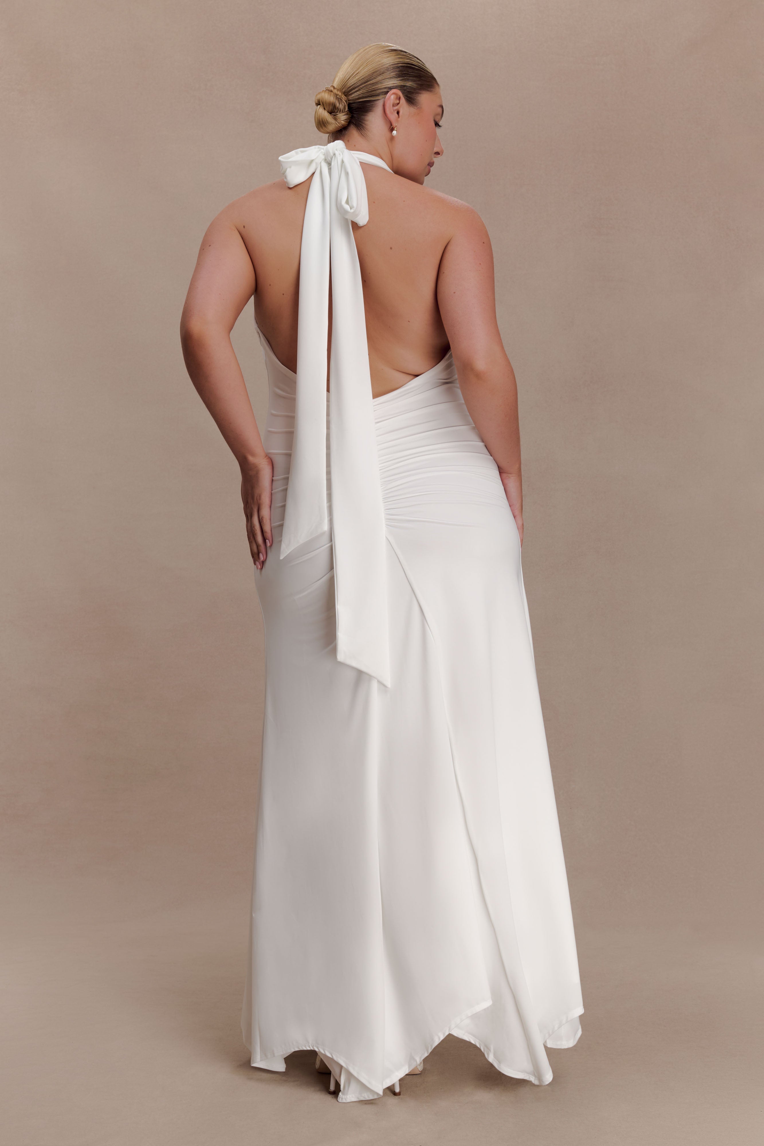 Juliet Slinky Maxi Dress With Scarf - White - Image 7