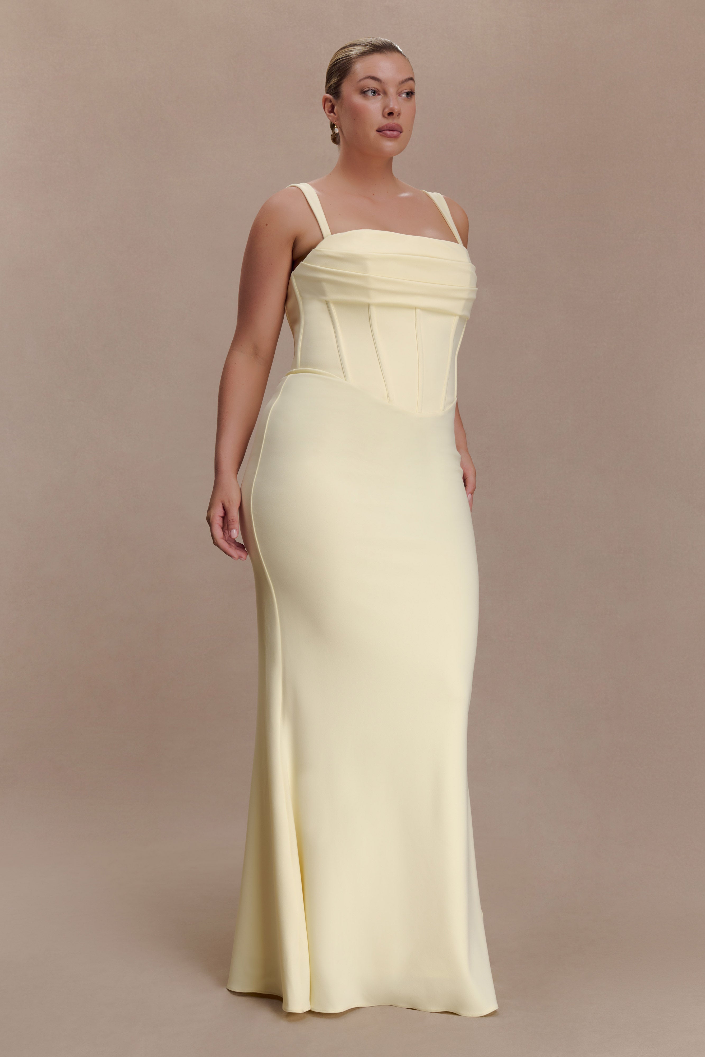 Luella Crepe Corset Maxi Dress - Lemon - Image 5