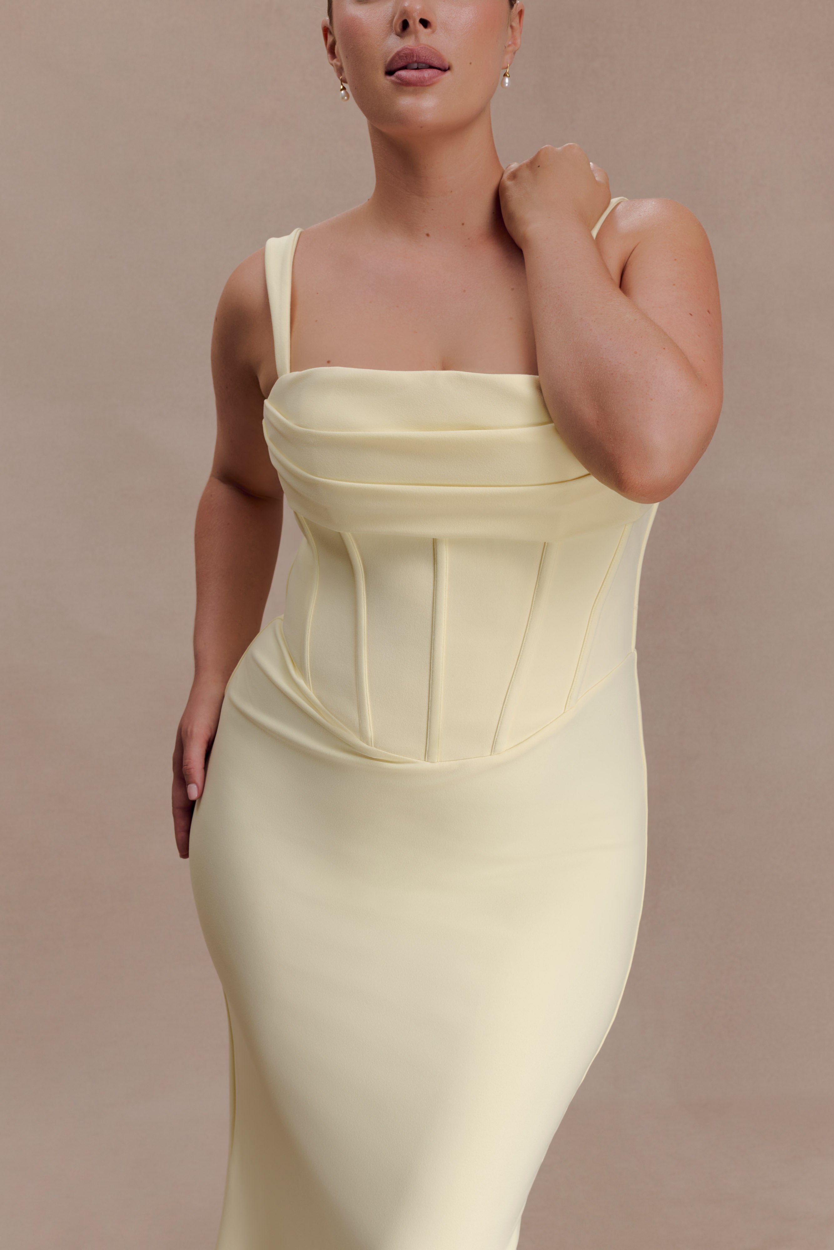 Luella Crepe Corset Maxi Dress - Lemon - Image 7