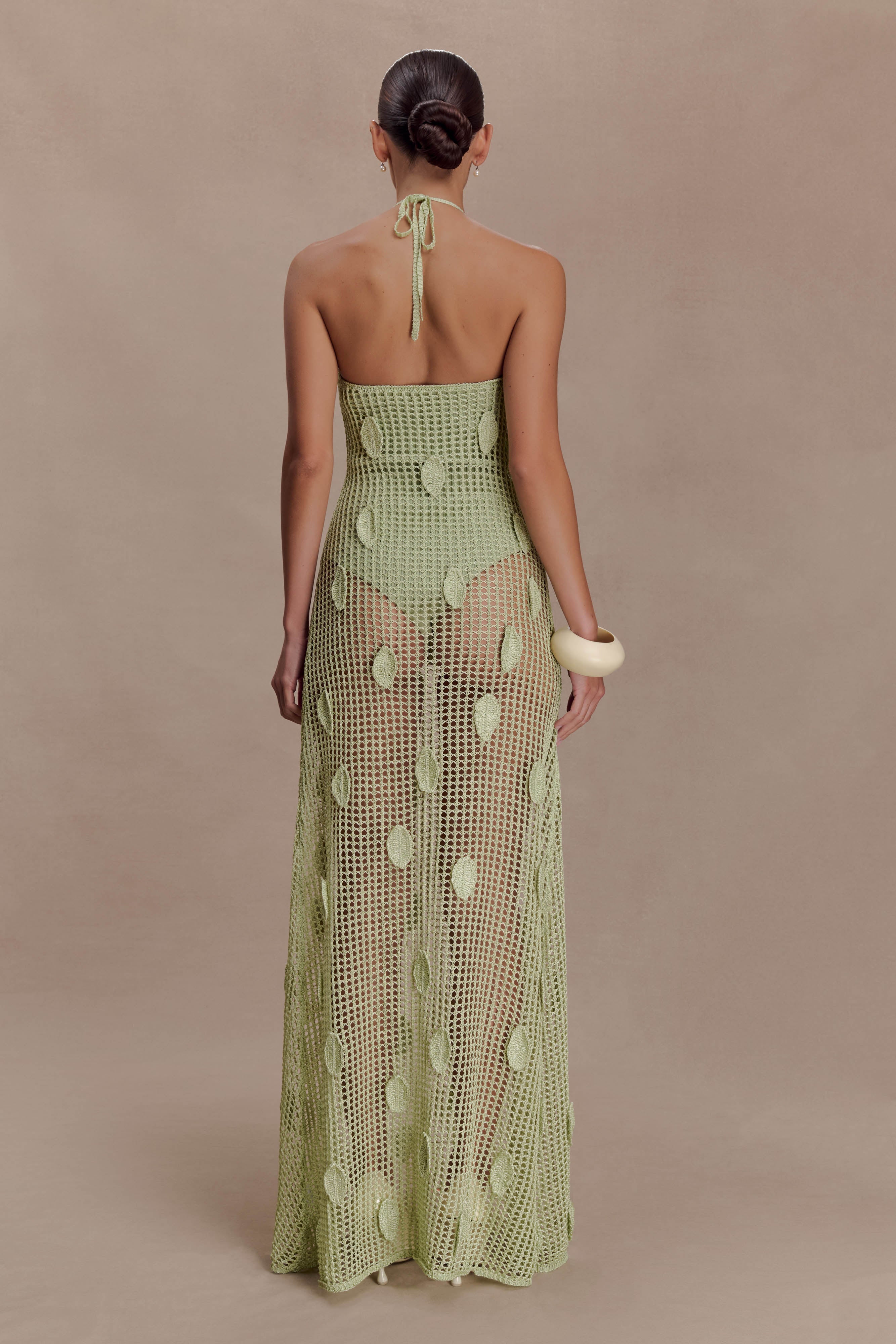 Alternative view of Elfie Crochet Halter Maxi Dress - Pastel Green
